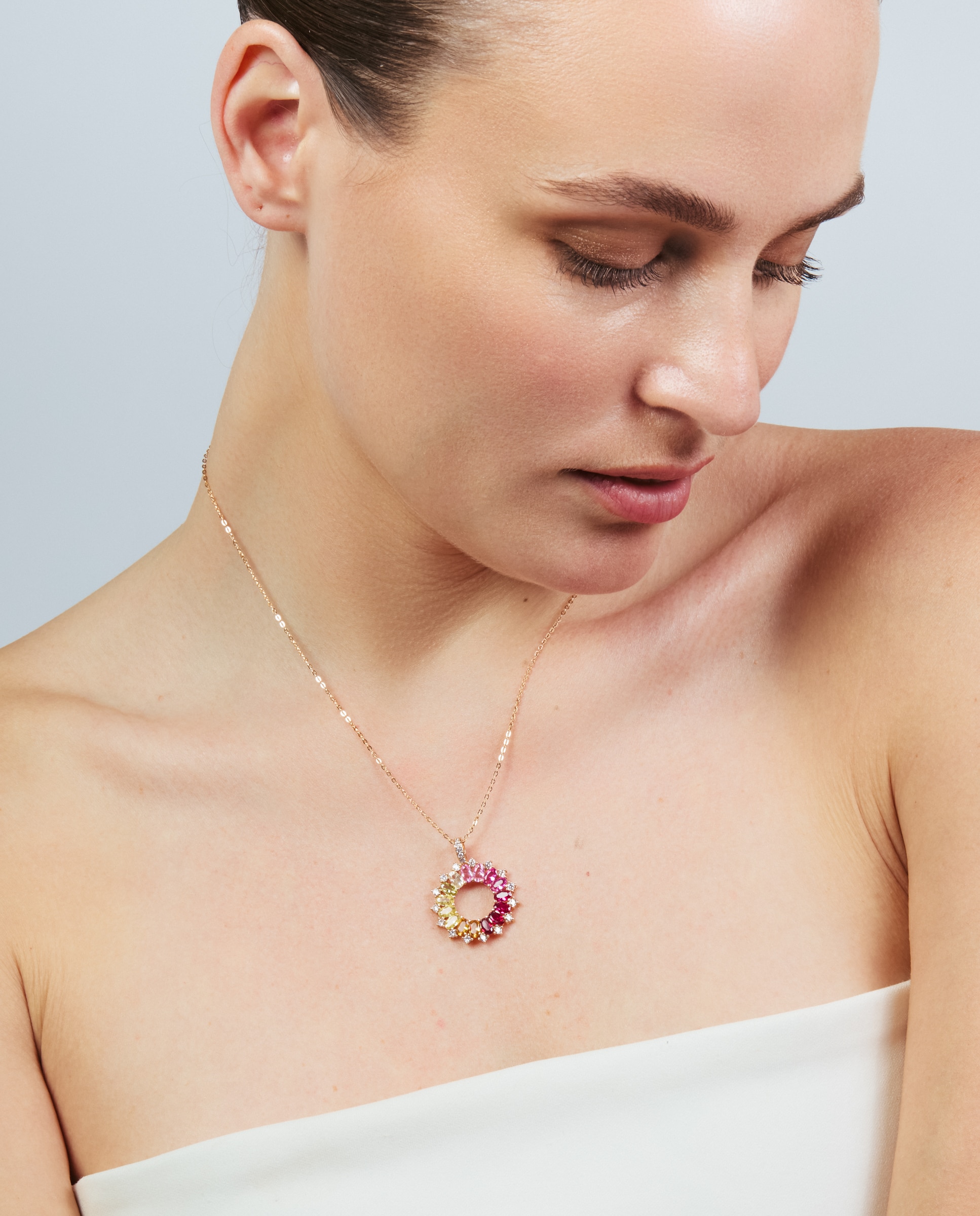 Colar Special Edition com Acabamento em Ouro Rosa de 18k e Zirconita Multicolor-5