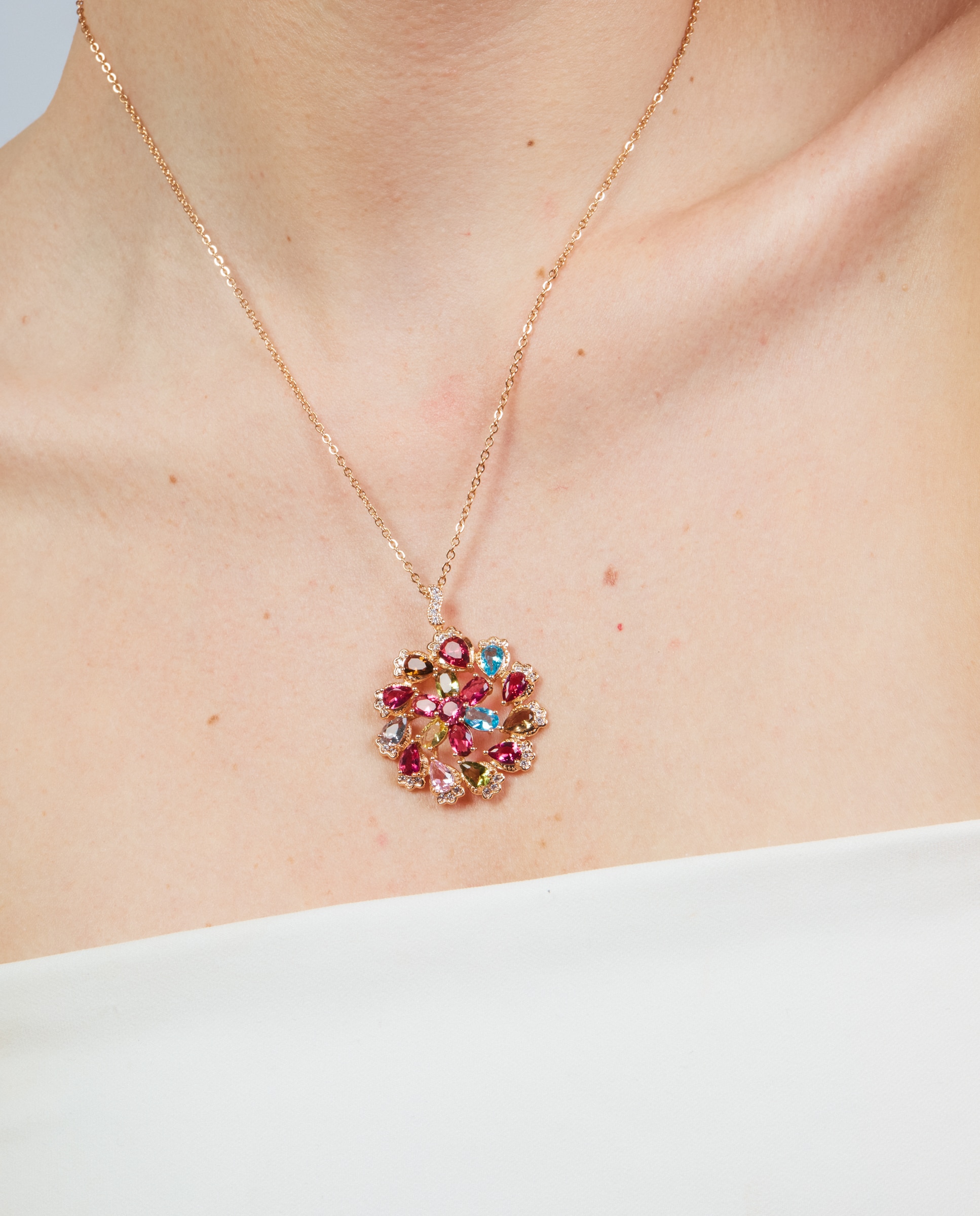 Colar Special Edition com Acabamento em Ouro Rosa de 18k e Zirconita Multicolor-4
