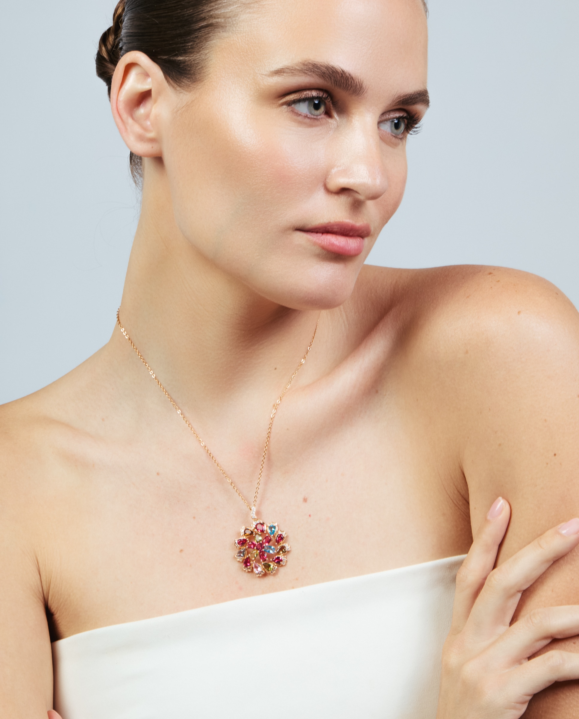 Colar Special Edition com Acabamento em Ouro Rosa de 18k e Zirconita Multicolor-5