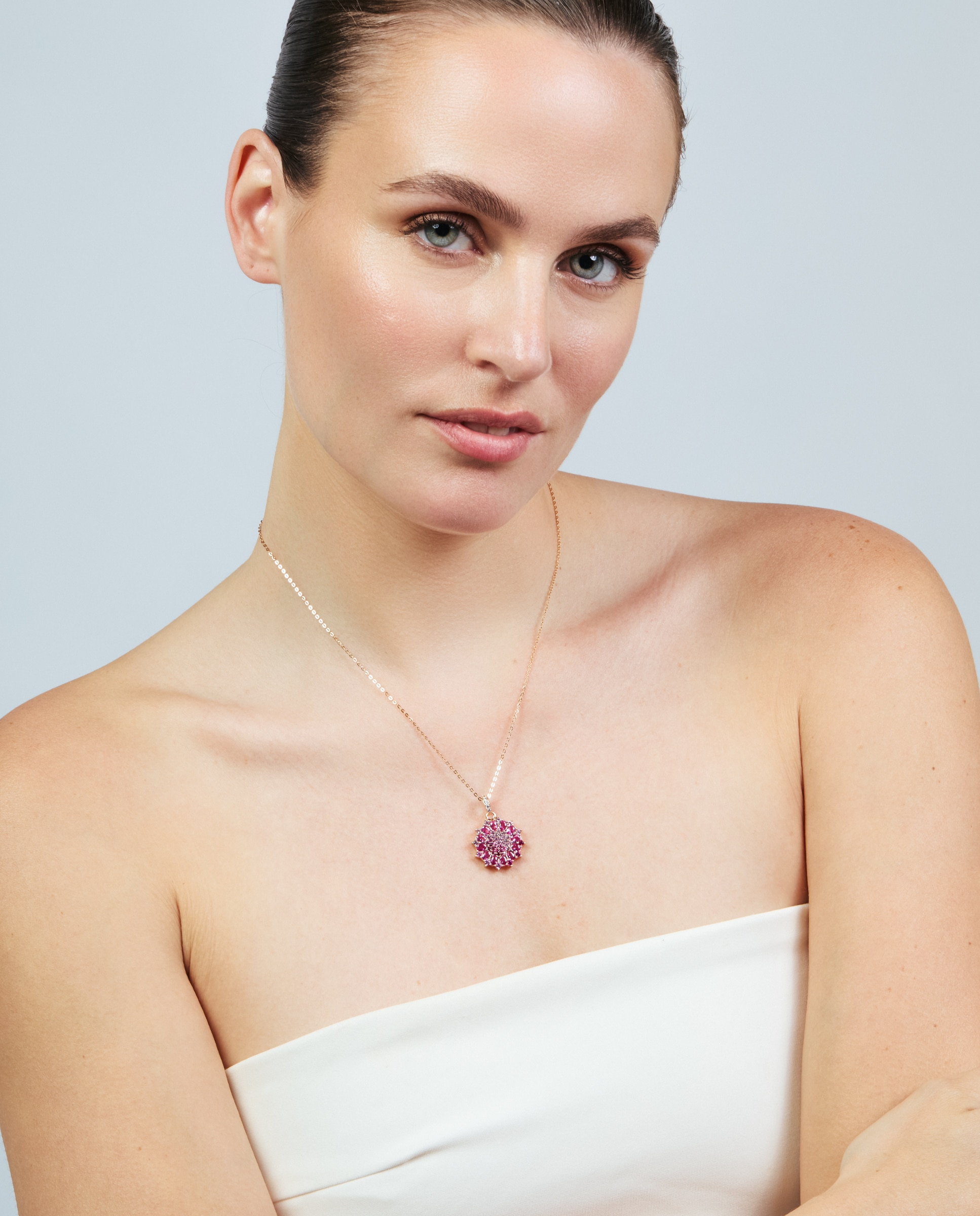 Colar Special Edition com Acabamento em Ouro Rosa de 18k e Zirconita Rubi Vermelho-2