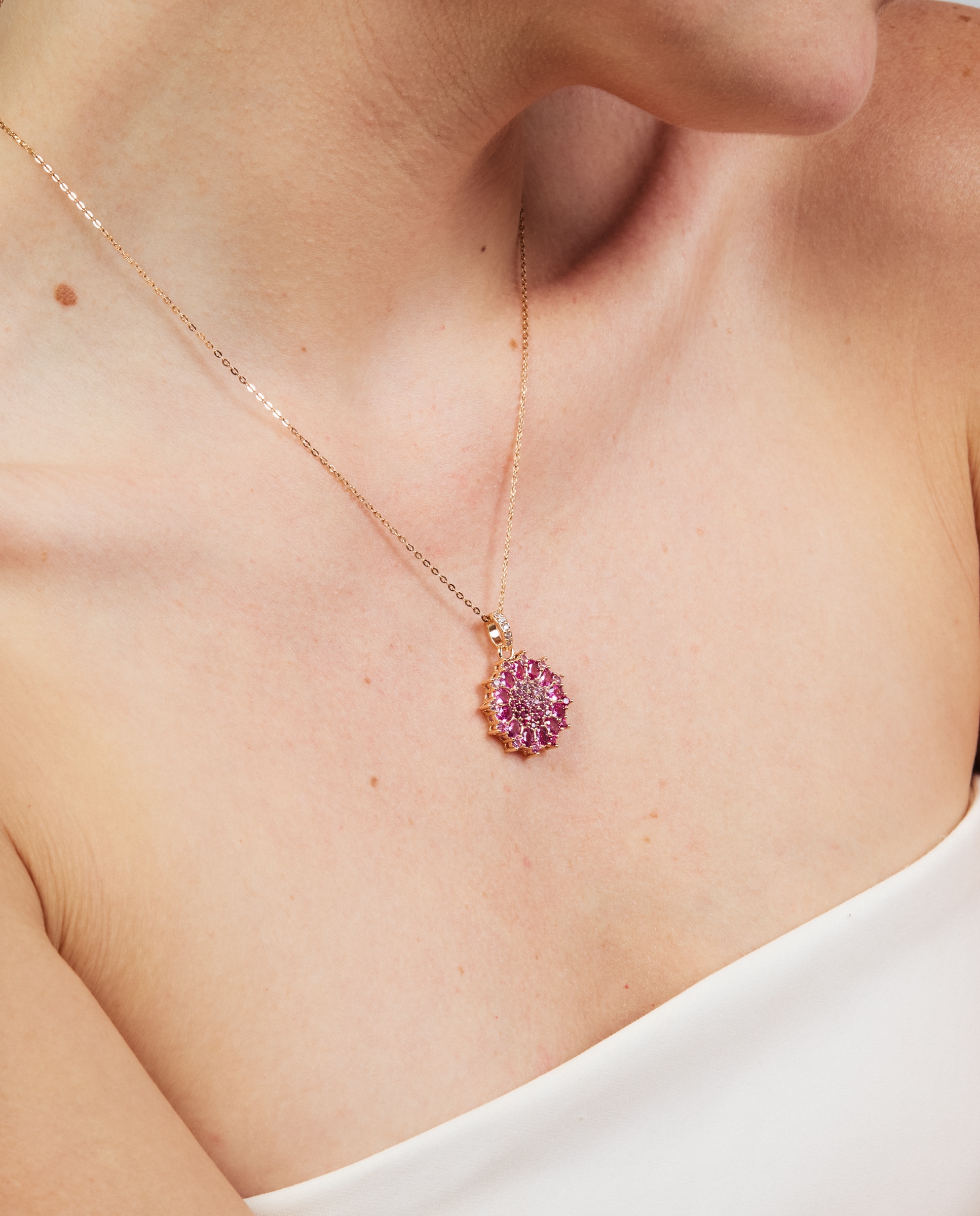 Colar Special Edition com Acabamento em Ouro Rosa de 18k e Zirconita Rubi Vermelho-4