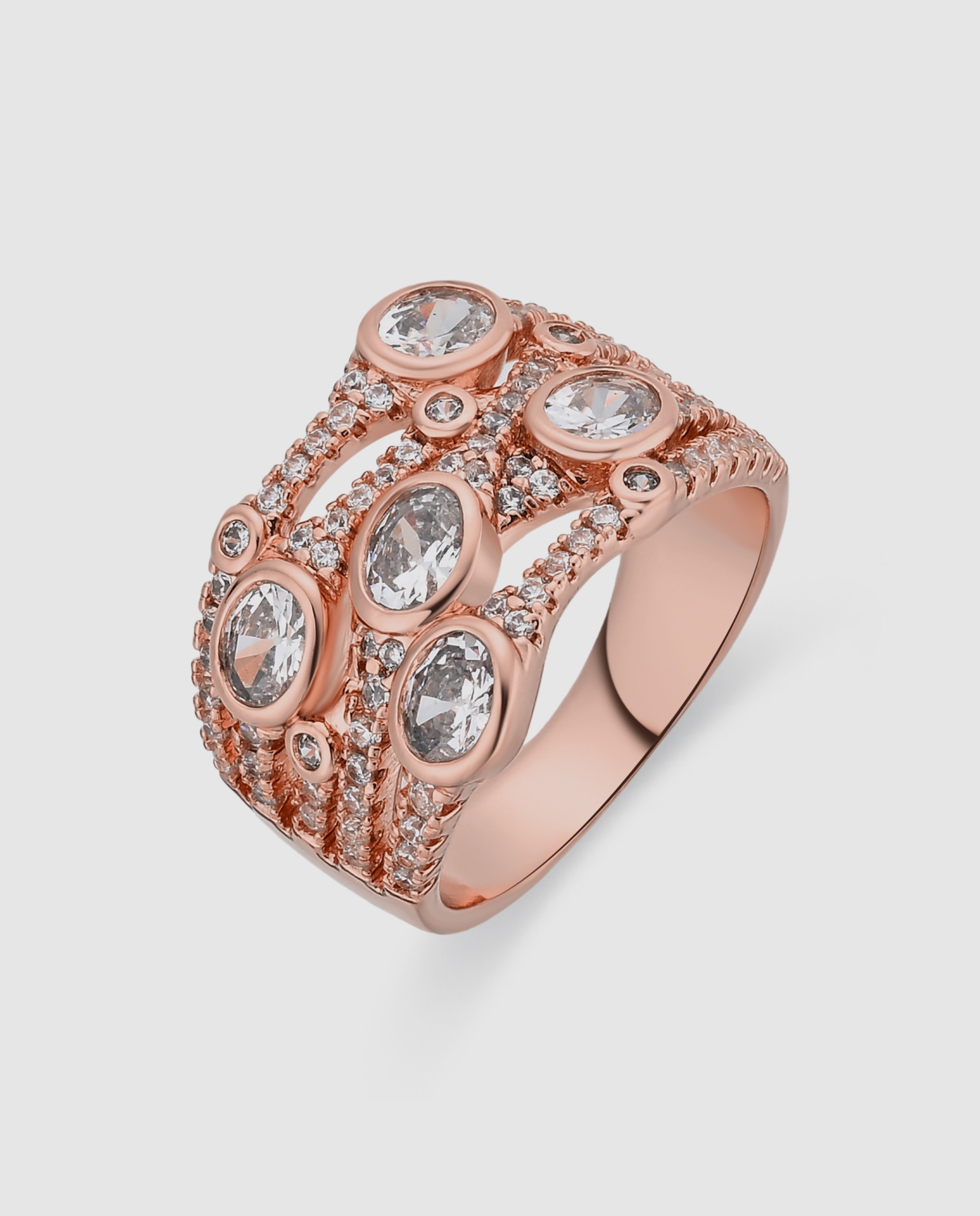 Anel Special Edition Acabado em Ouro Rosa de 18k com Zirconita Brilhante Rosa-1