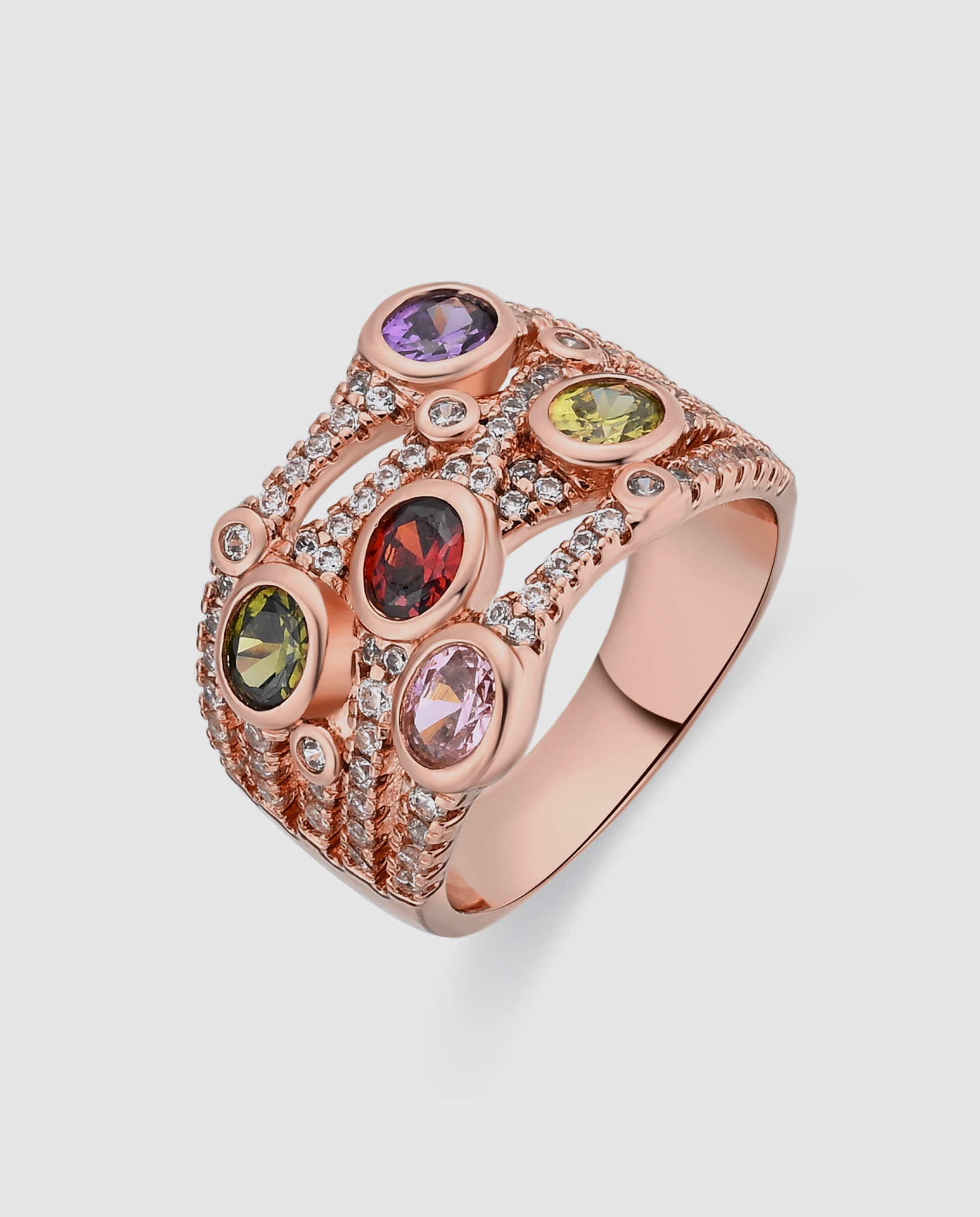 Anel Special Edition Acabado em Ouro Rosa de 18k com Zirconita Multicolor-1