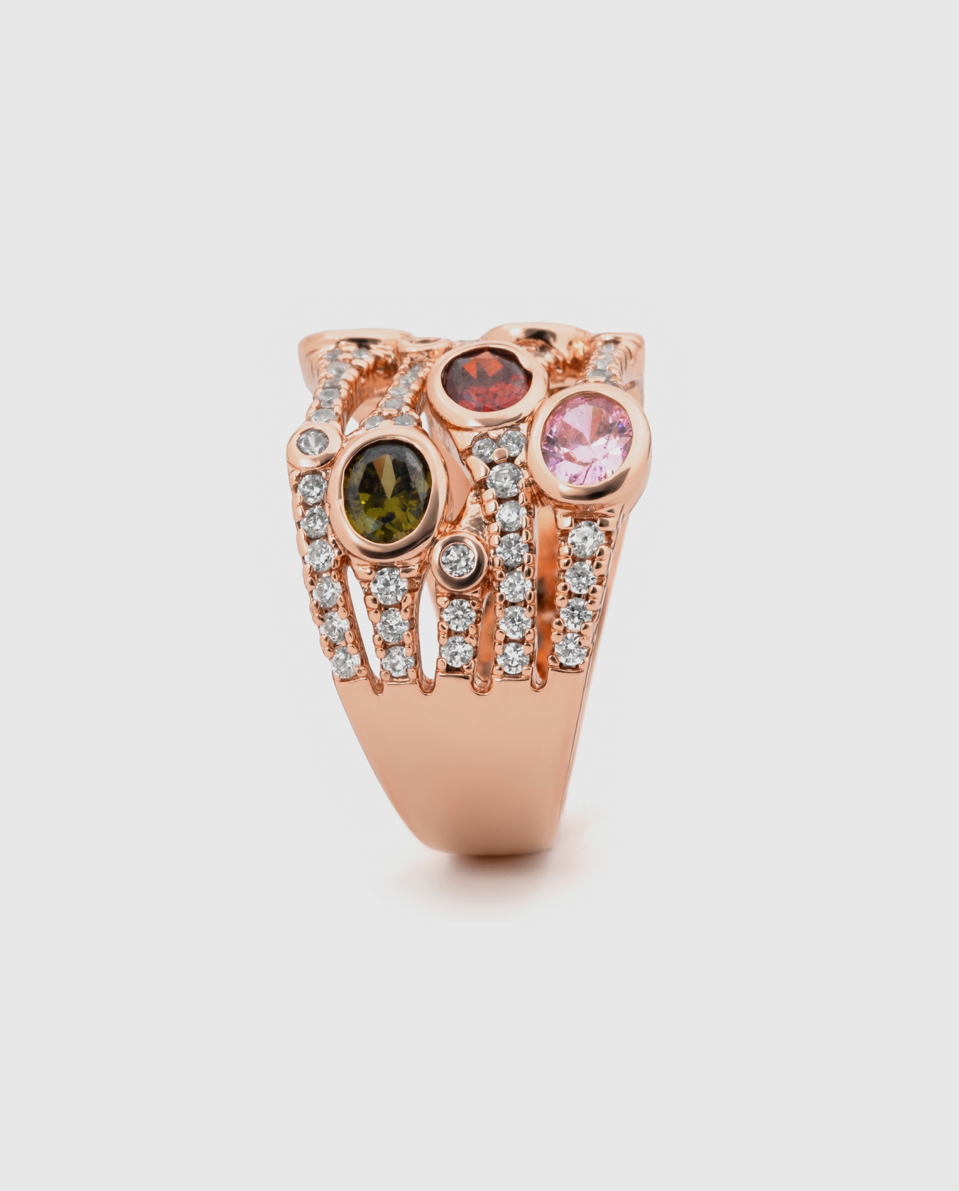 Anel Special Edition Acabado em Ouro Rosa de 18k com Zirconita Multicolor-3