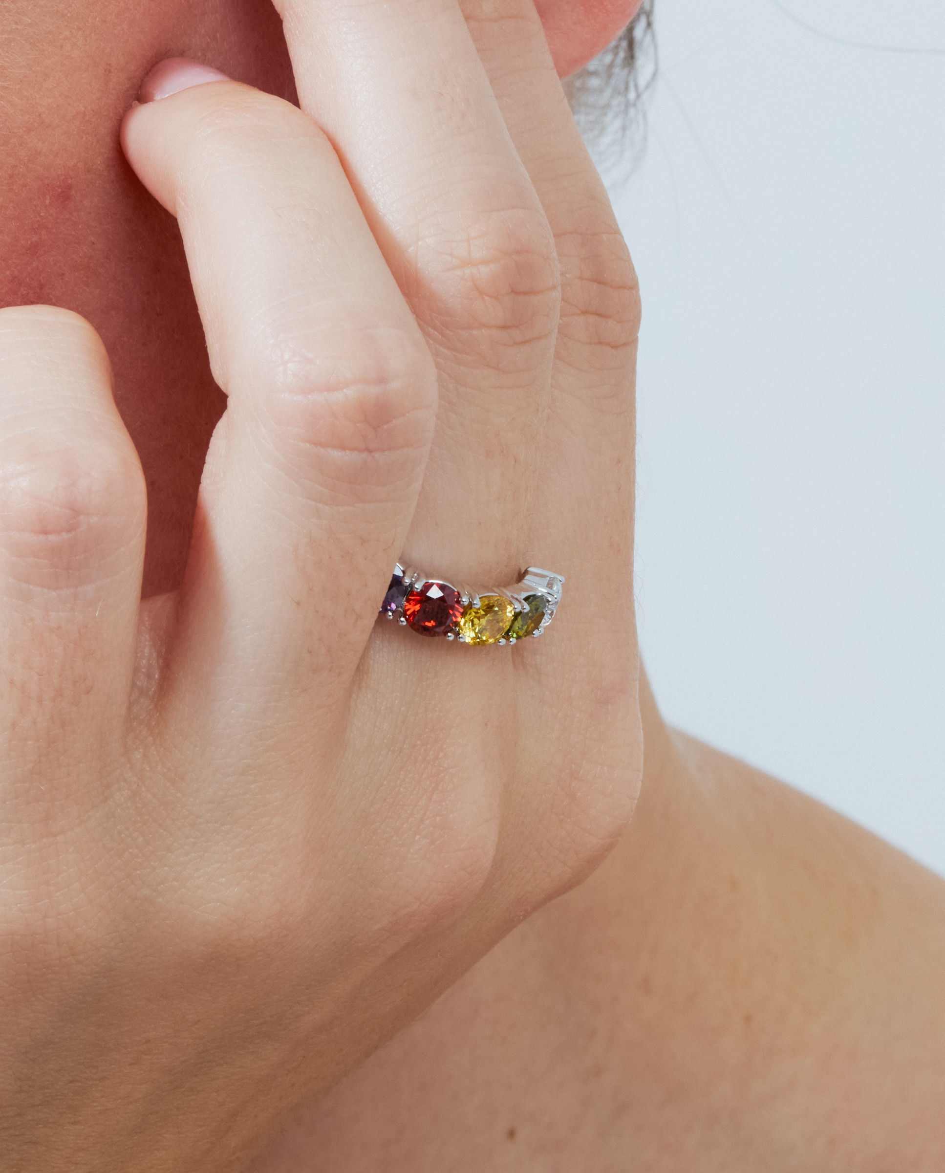 Anel Special Edition Acabado em Ouro Rosa de 18k com Zirconita Multicolor-4
