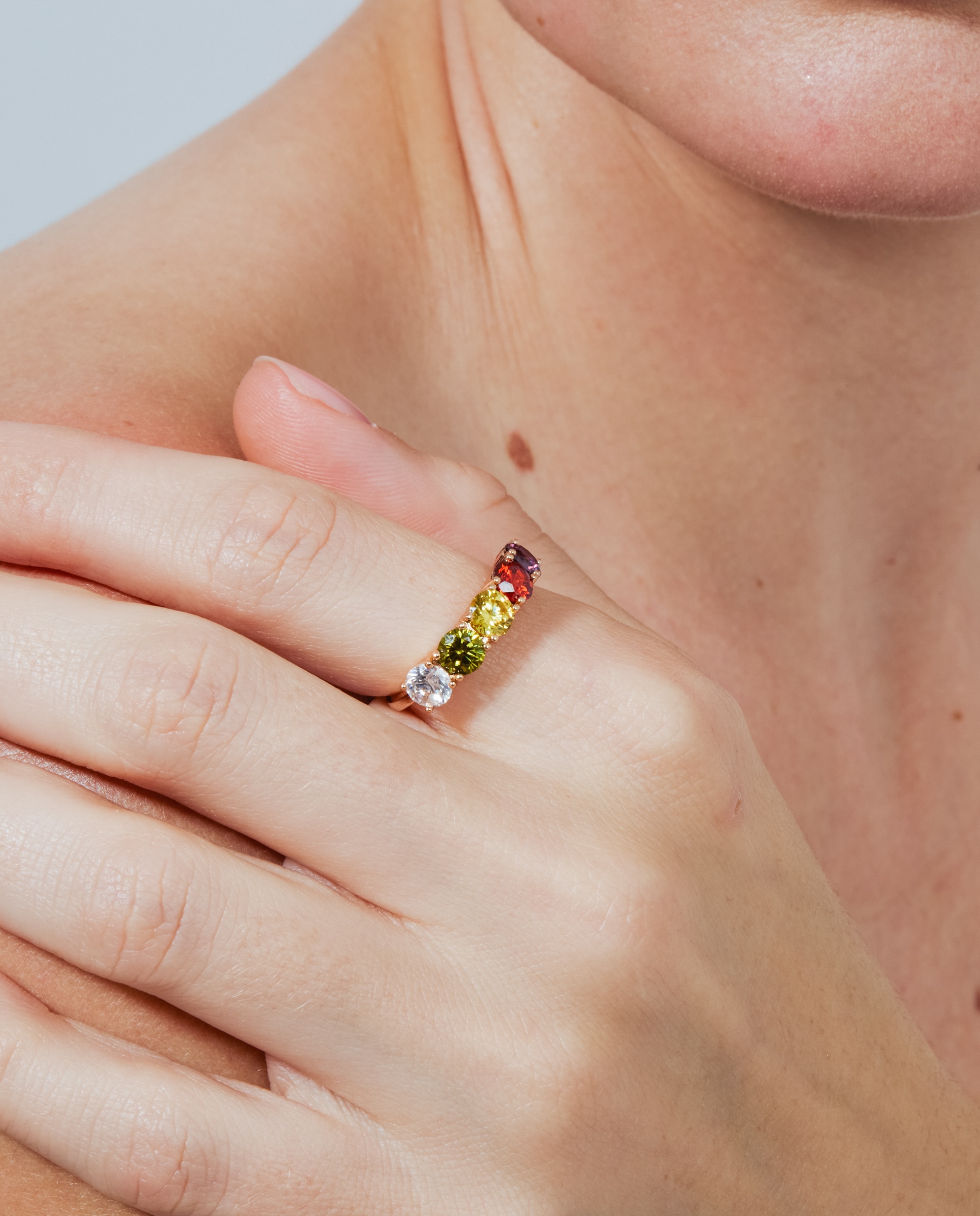 Anel Special Edition Acabado em Ouro Rosa de 18k com Zirconita Multicolor-5