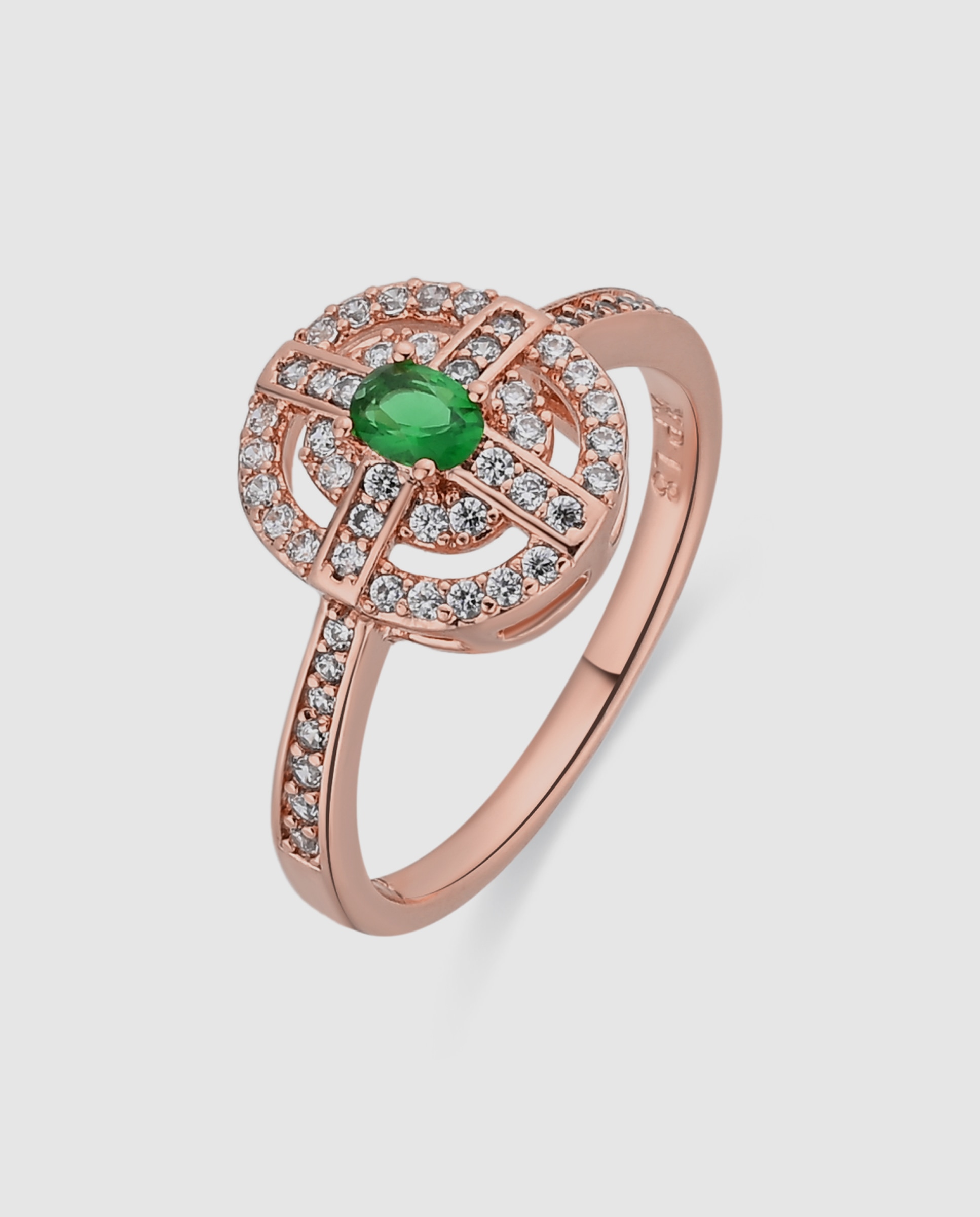Anel Special Edition Acabado em Ouro Rosa de 18k com Zirconita Esmeralda Verde-1