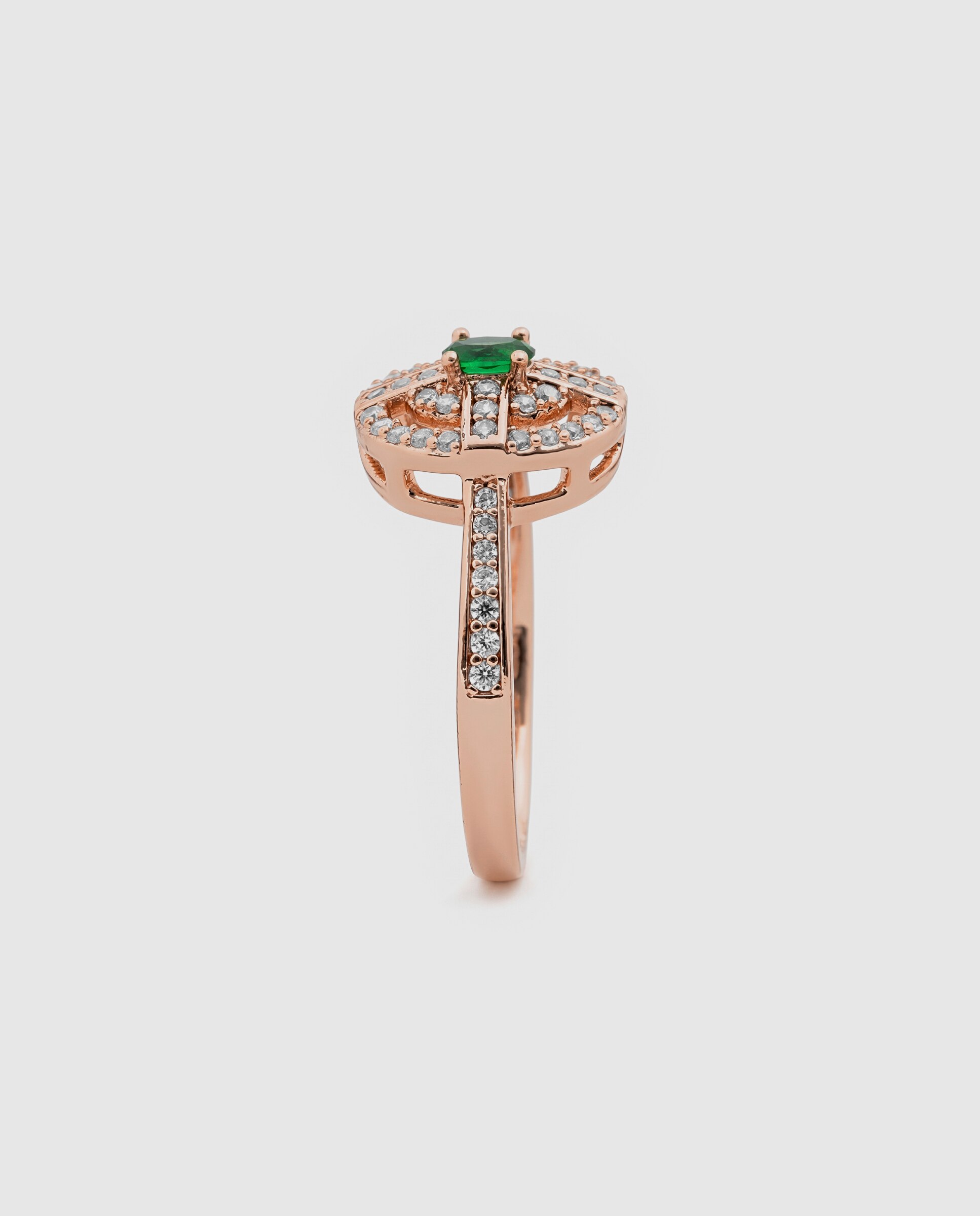 Anel Special Edition Acabado em Ouro Rosa de 18k com Zirconita Esmeralda Verde-3