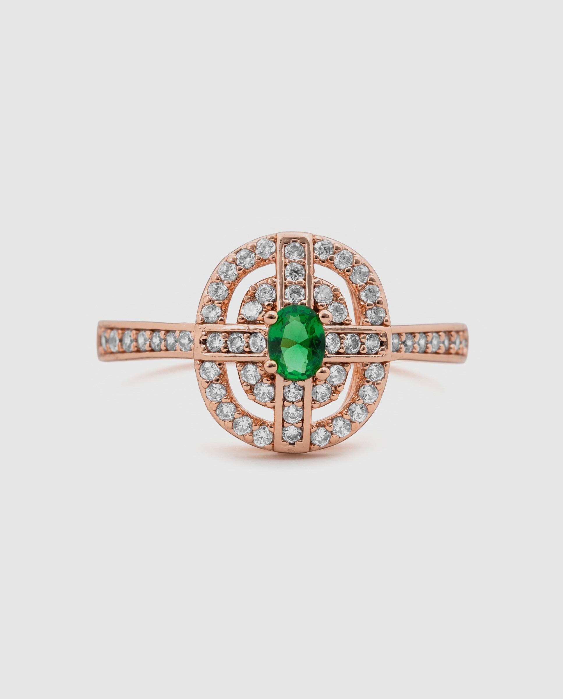 Anel Special Edition Acabado em Ouro Rosa de 18k com Zirconita Esmeralda Verde-6