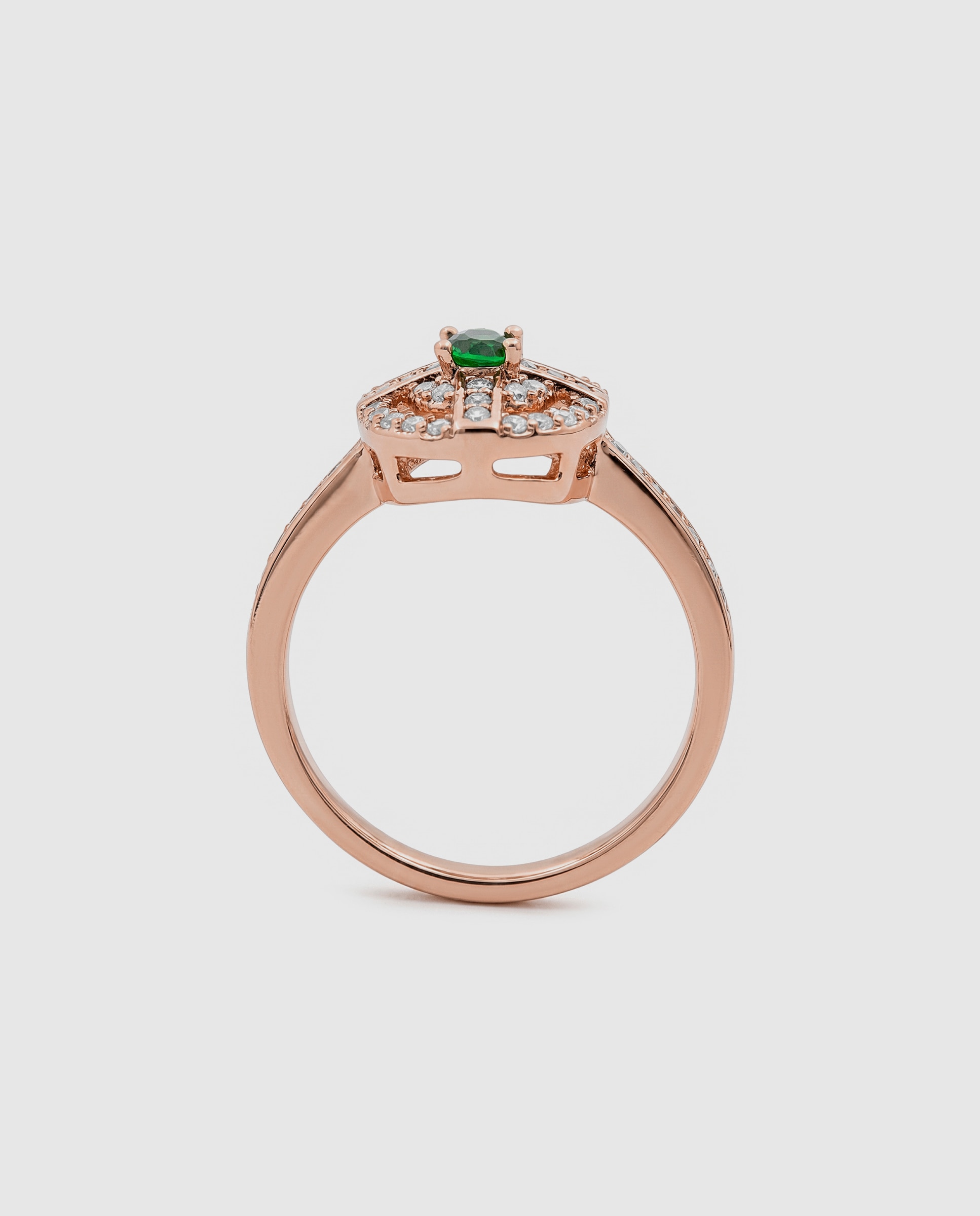 Anel Special Edition Acabado em Ouro Rosa de 18k com Zirconita Esmeralda Verde-7