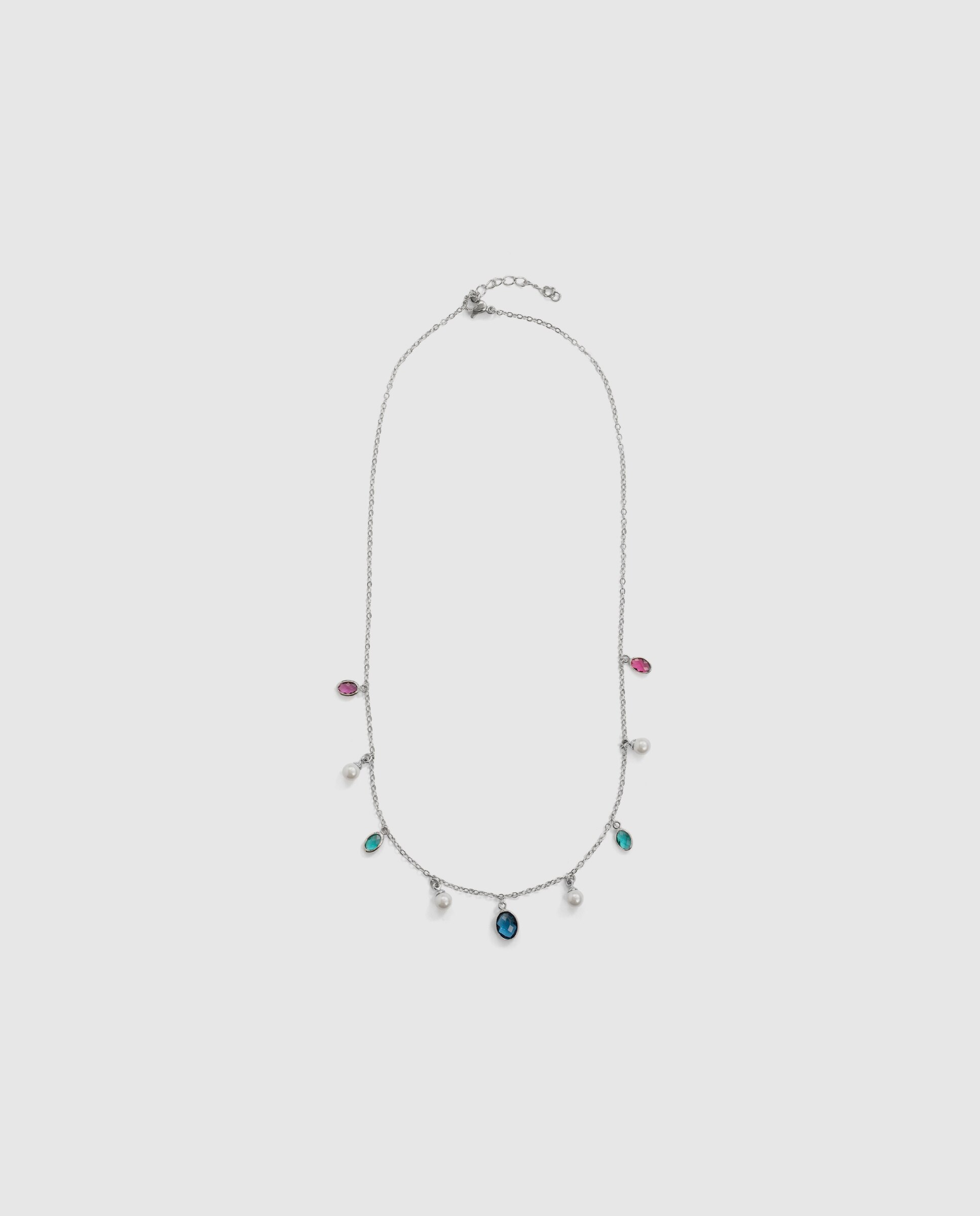 Colar Special Edition com Acabamento em Ródio e Pérola Branca Multicolor-3