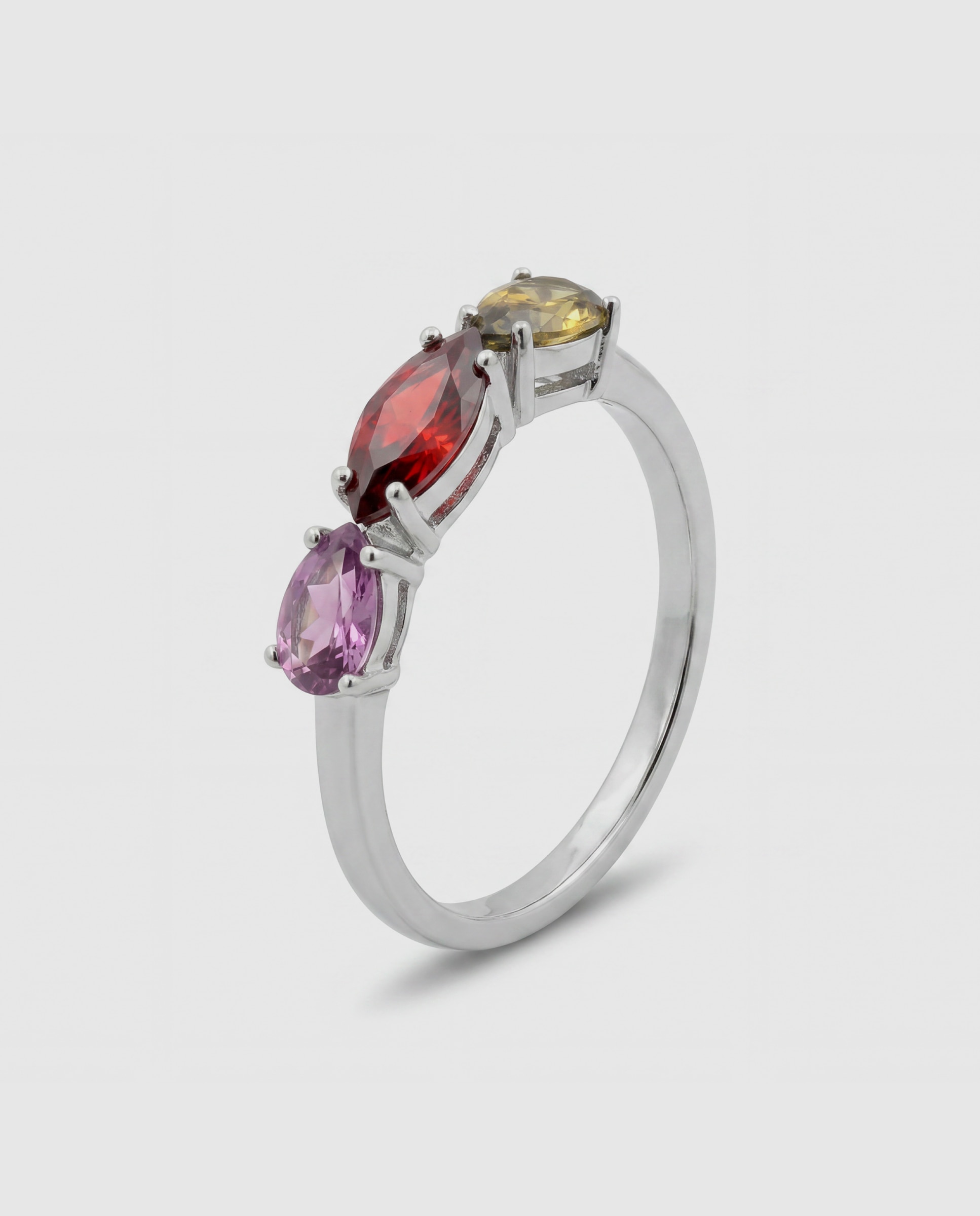 Anel Special Edition com Acabamento em Ródio e Zirconita Multicolor-1