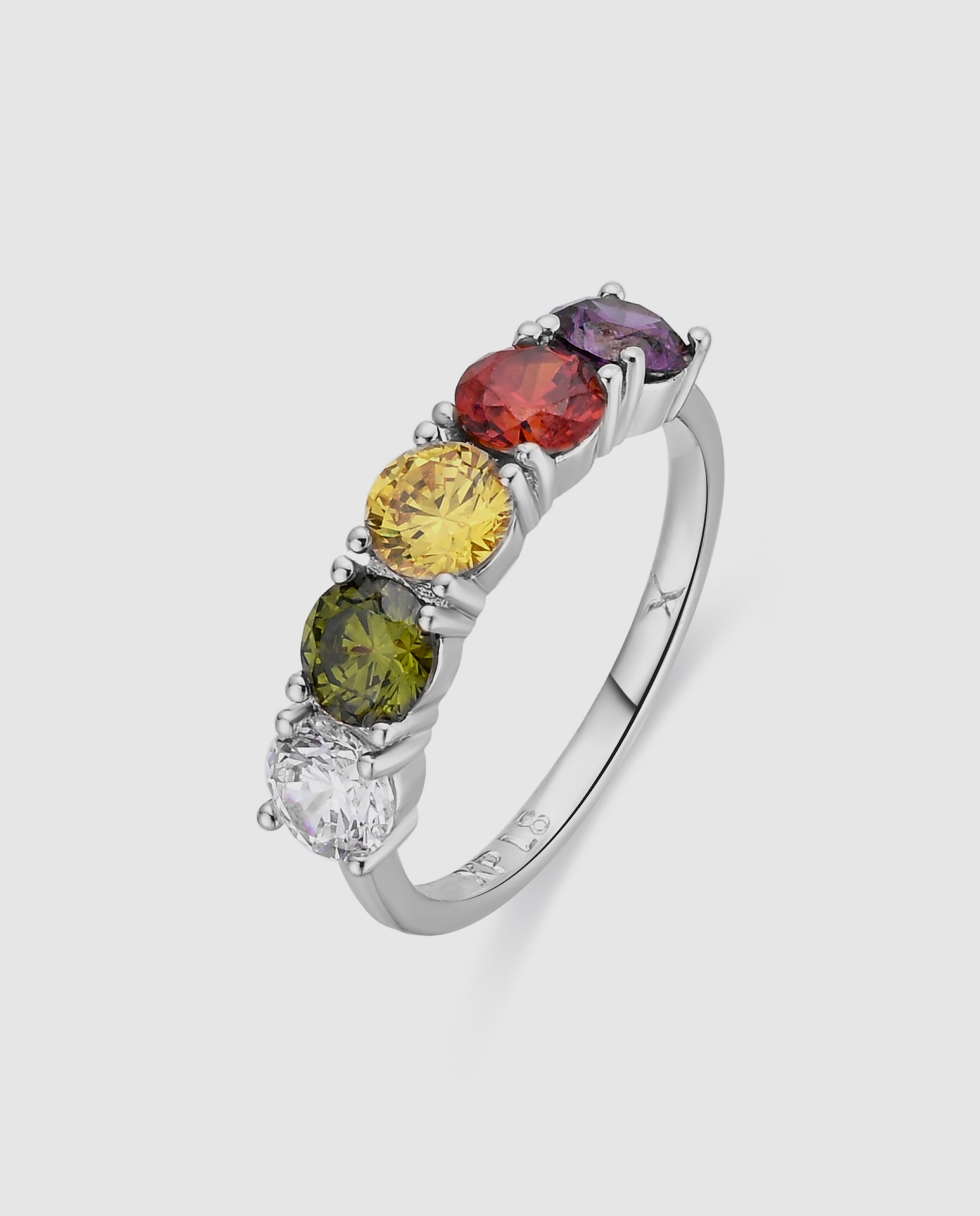 Anel Special Edition com Acabamento em Ródio e Zirconita Multicolor-1