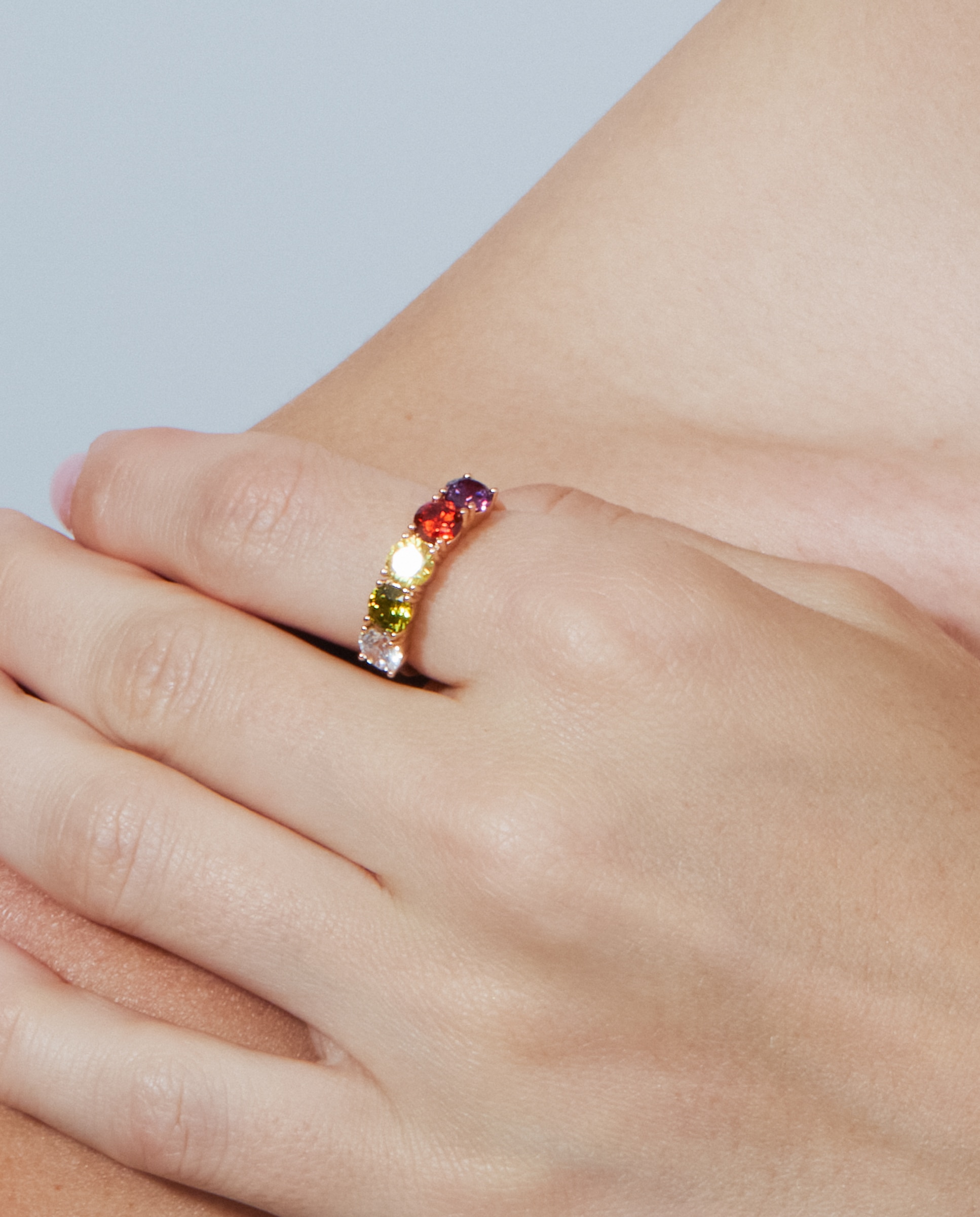 Anel Special Edition com Acabamento em Ródio e Zirconita Multicolor-4