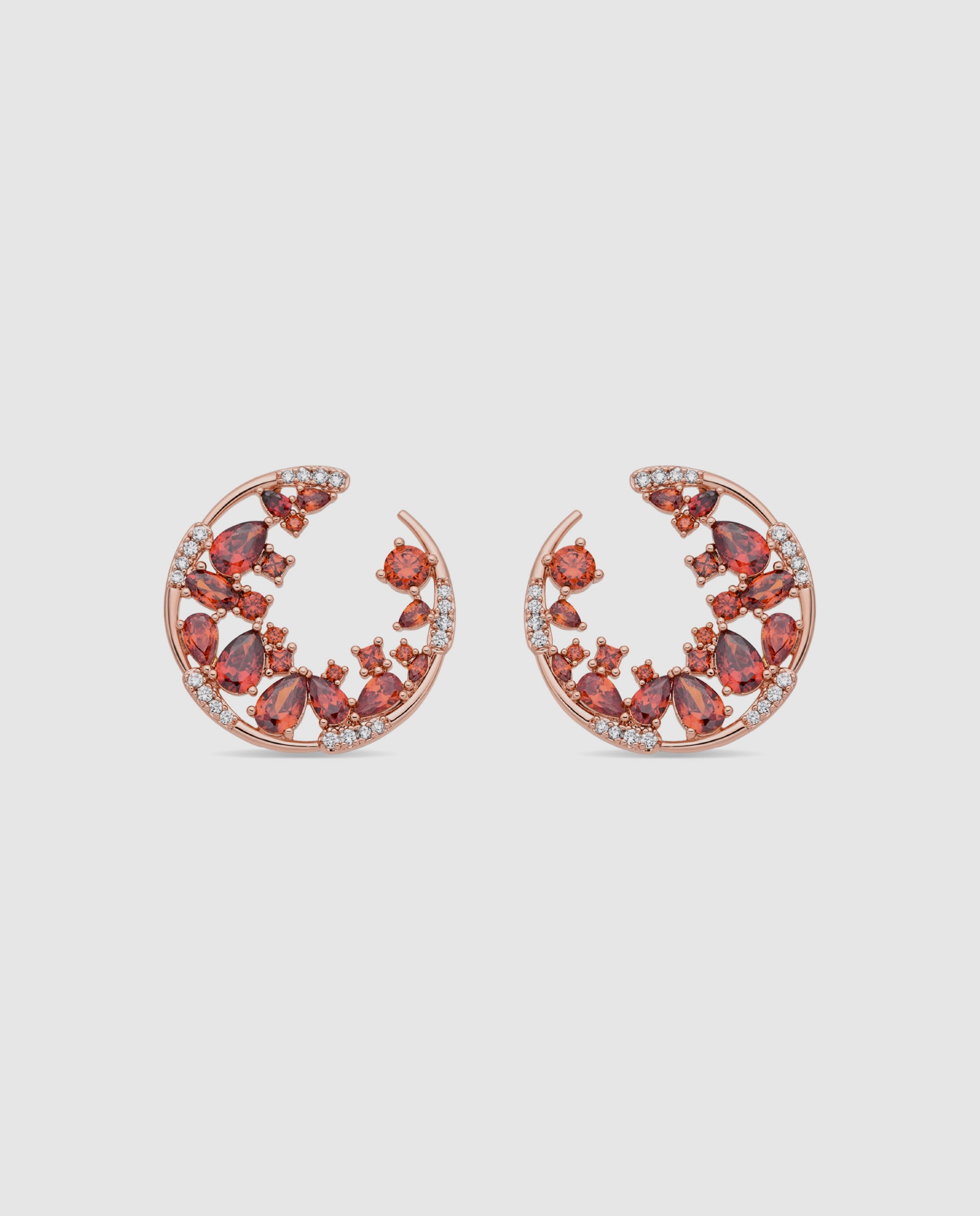 Brincos de Argola Special Edition com Acabamentos em Ouro Rosa 18k e Zirconita Rubi Vermelho-1