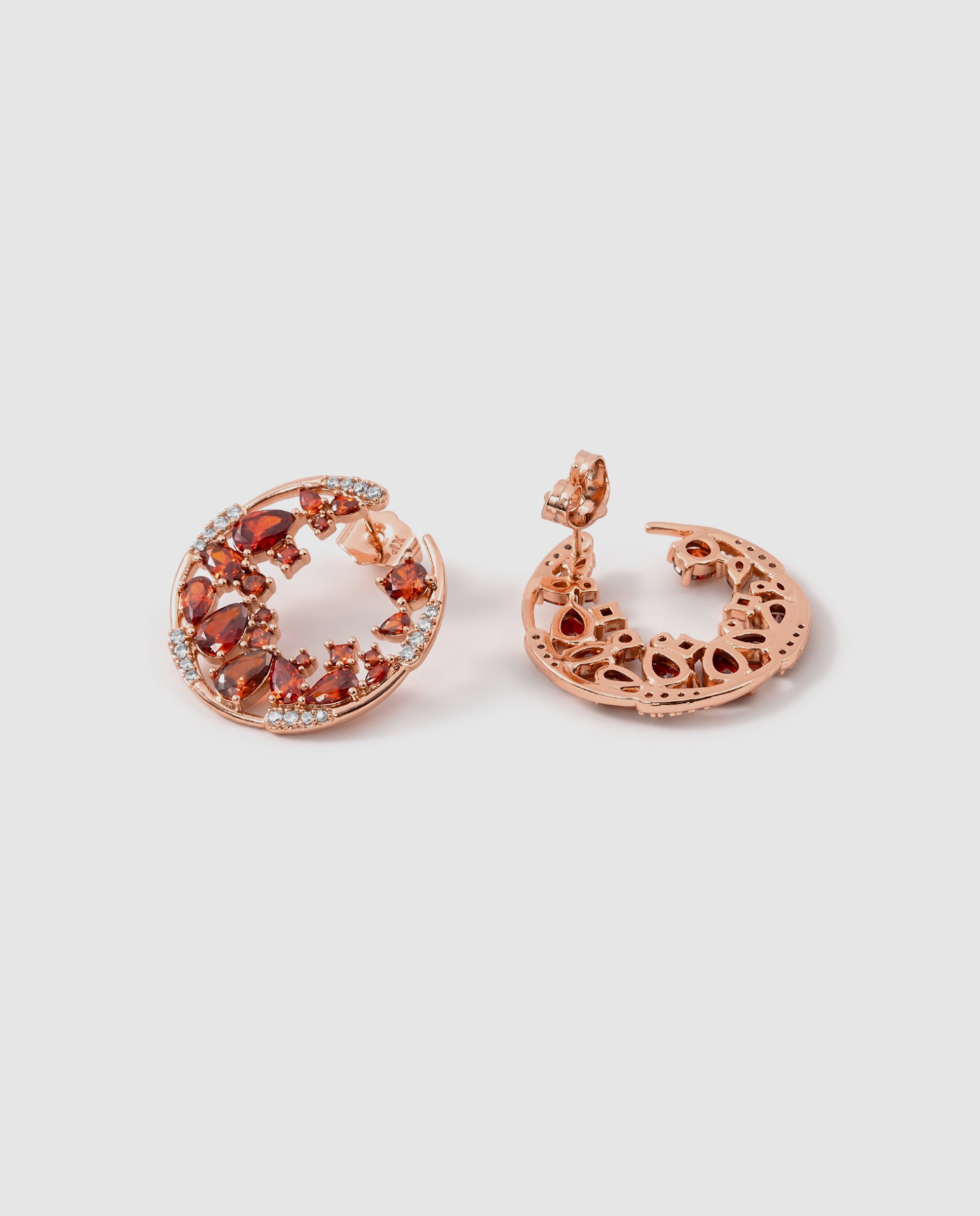 Brincos de Argola Special Edition com Acabamentos em Ouro Rosa 18k e Zirconita Rubi Vermelho-6
