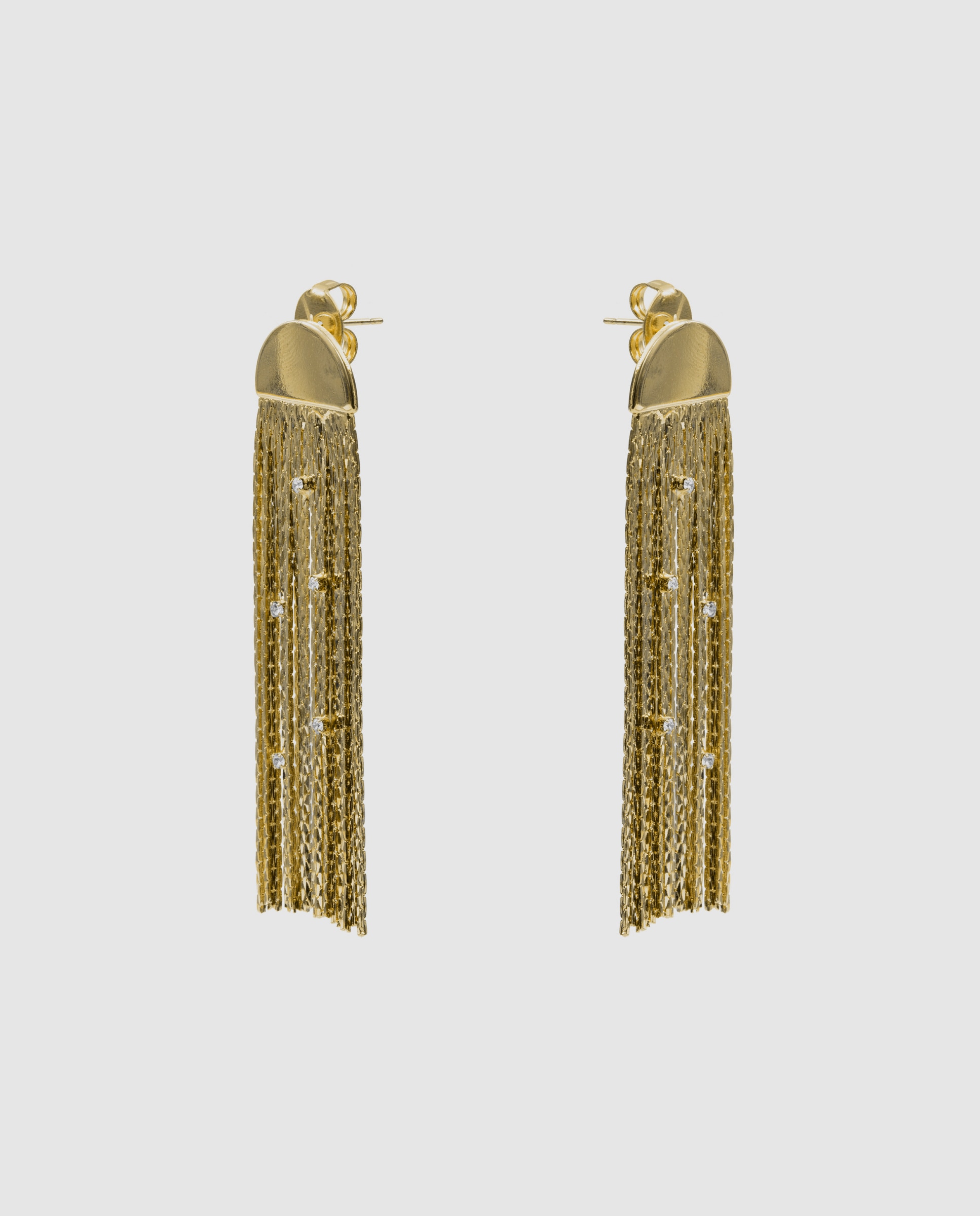 Brincos Africa com Acabamentos em Ouro Amarelo de 18k com Zircônia Brilhante Dourado-3