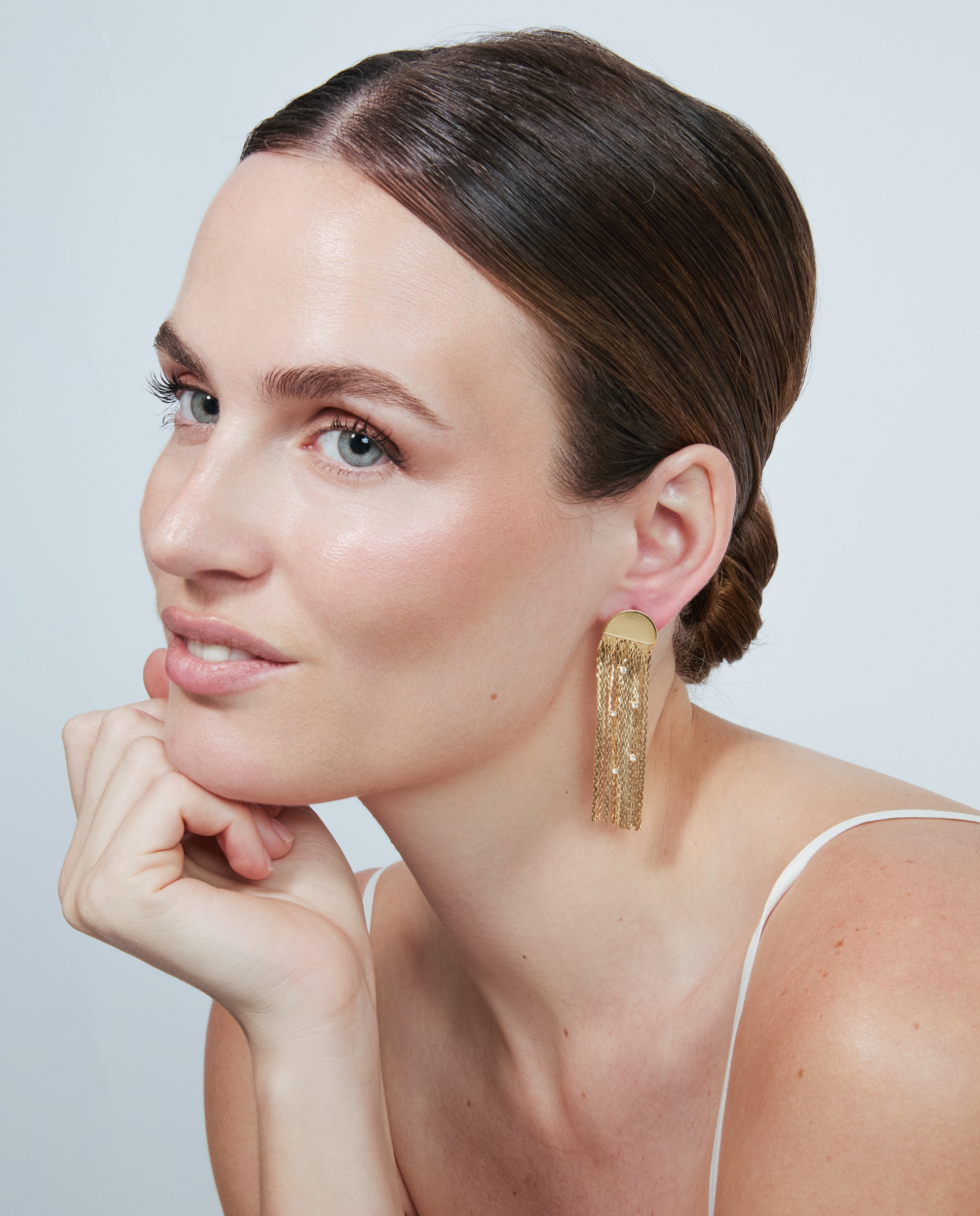 Brincos Africa com Acabamentos em Ouro Amarelo de 18k com Zircônia Brilhante Dourado-5