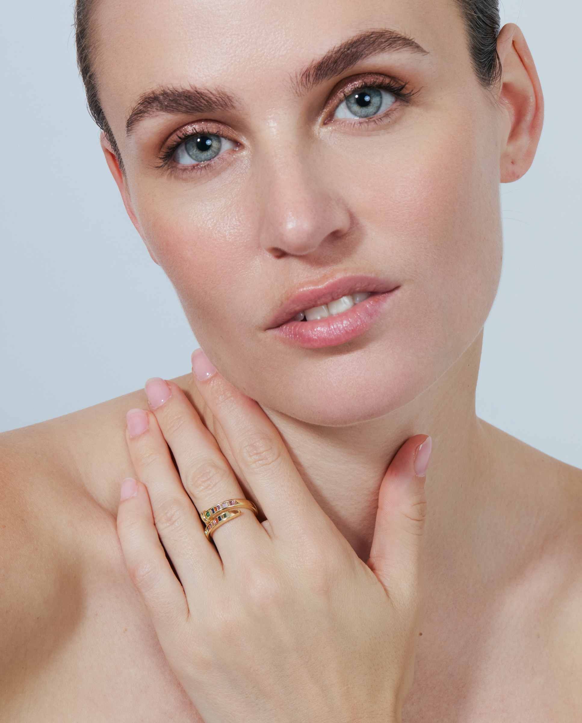 Anel Africa Acabado em Ouro Amarelo de 18k com Zirconita Multicolor-2