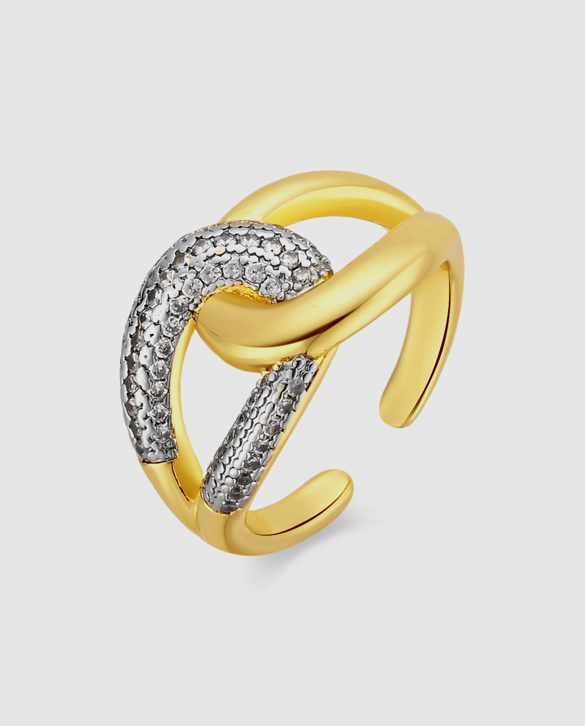 Anel Africa Acabado em Ouro Amarelo de 18k com Zirconita Brilhante Dourado-1