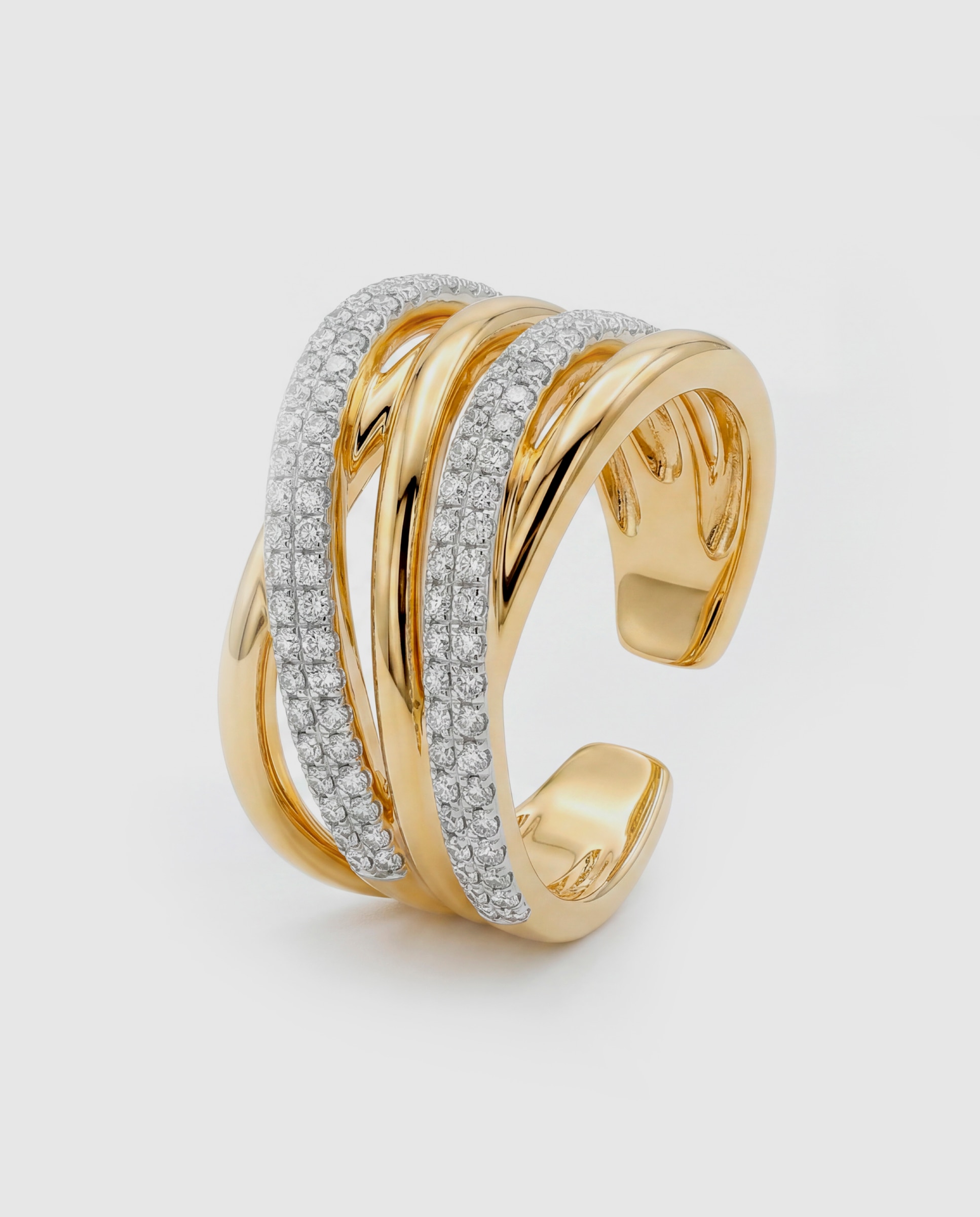 Anel Africa Acabado em Ouro Amarelo de 18k com Zirconita Brilhante Dourado-1