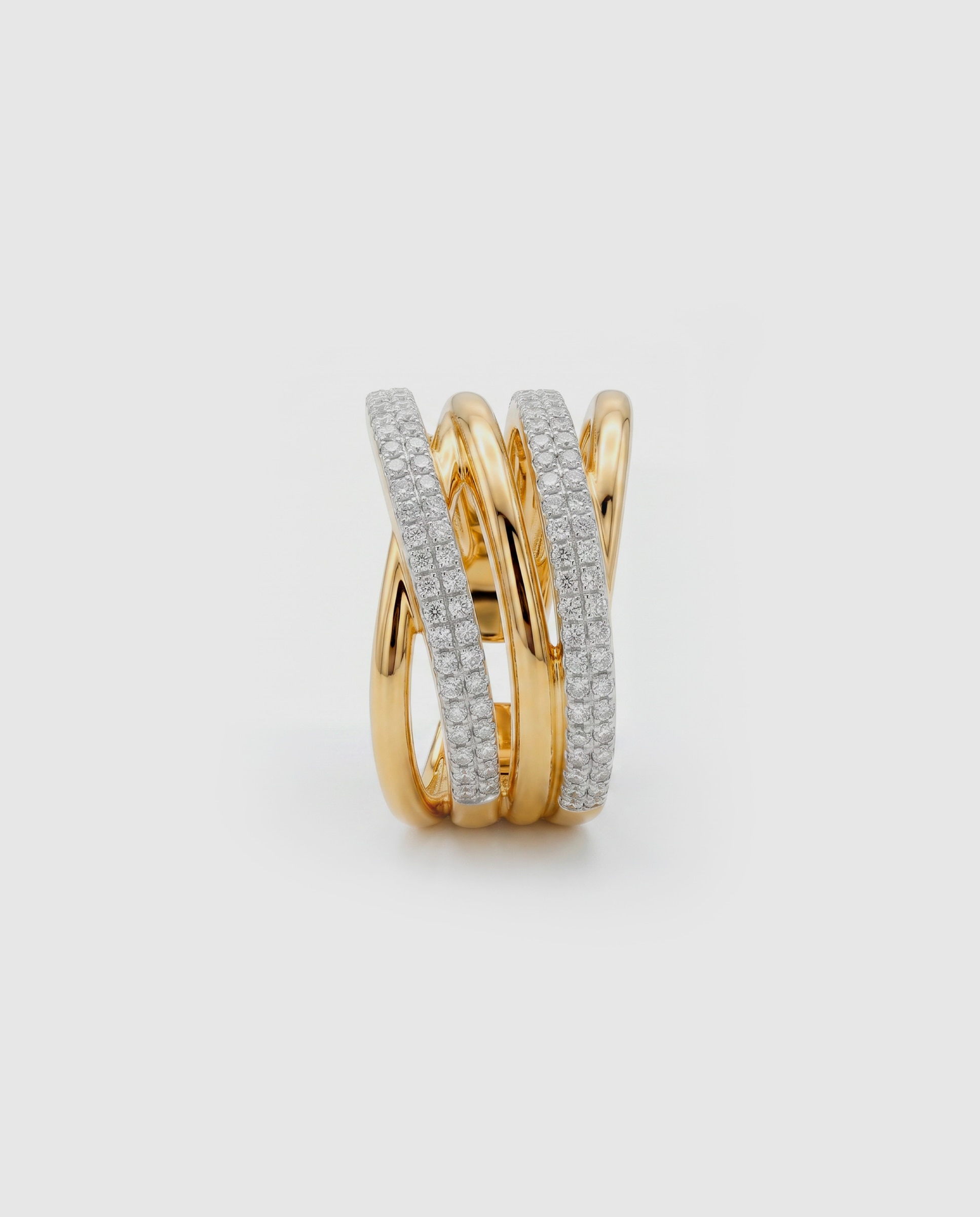 Anel Africa Acabado em Ouro Amarelo de 18k com Zirconita Brilhante Dourado-3