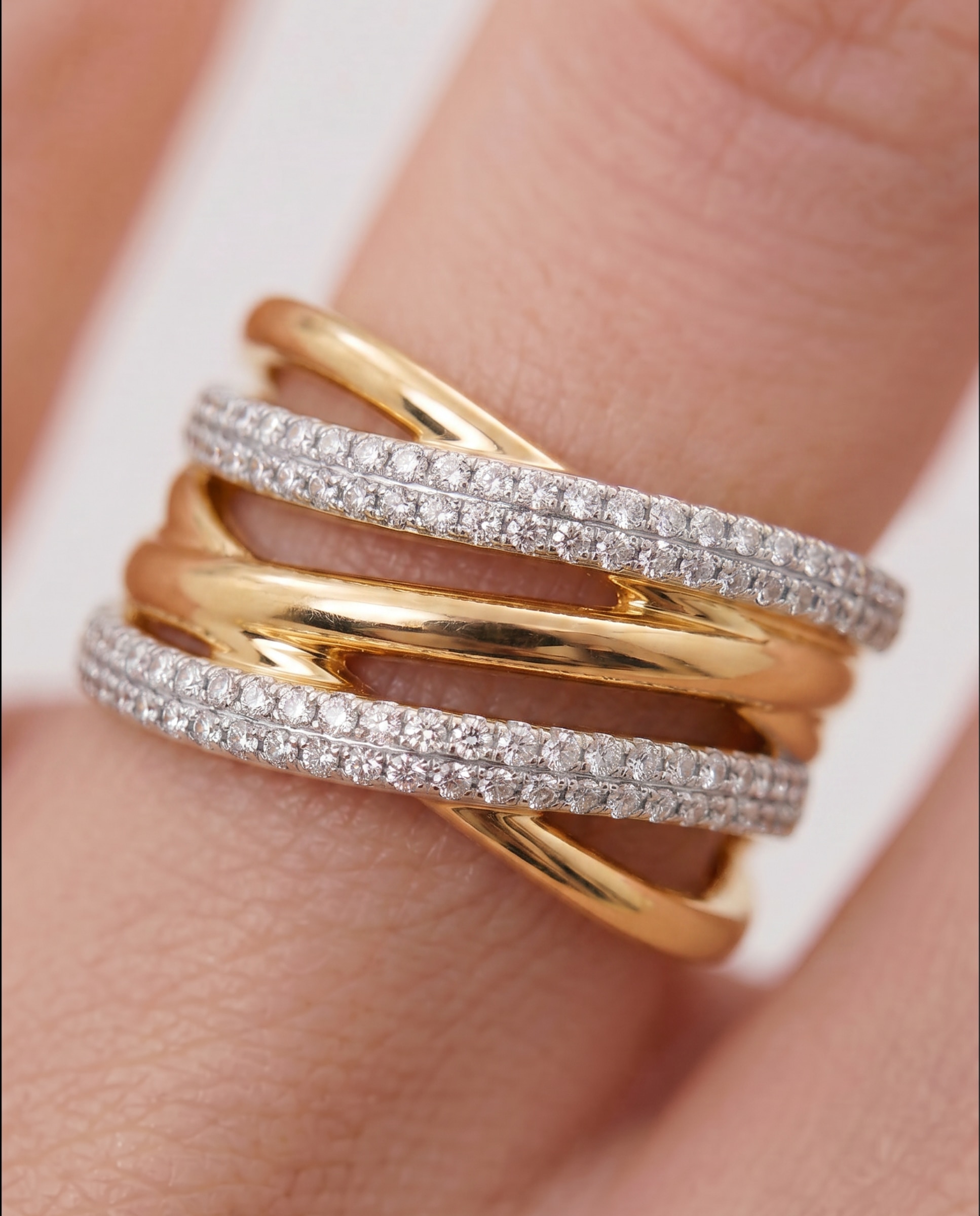 Anel Africa Acabado em Ouro Amarelo de 18k com Zirconita Brilhante Dourado-4