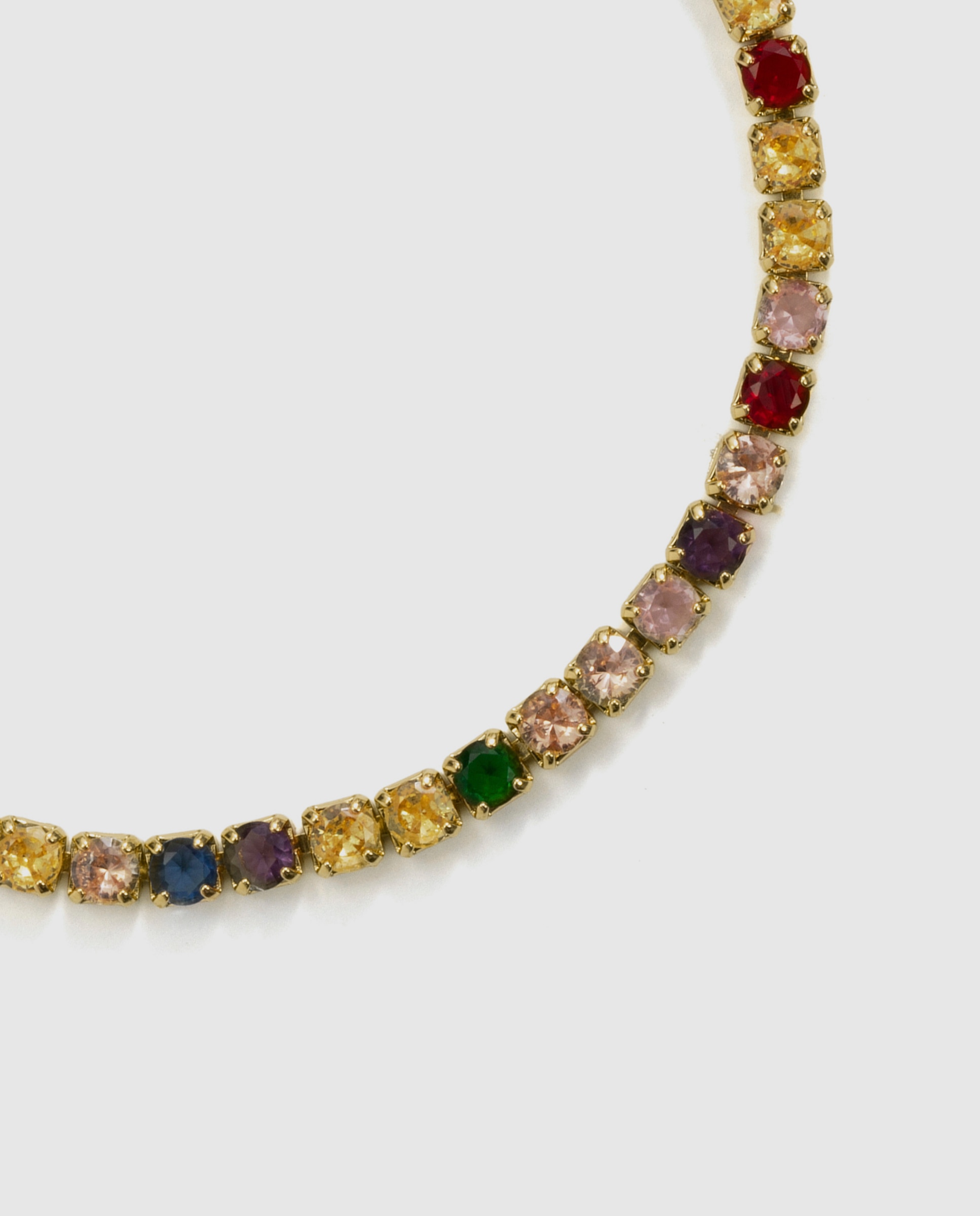 Pulseira Tennis Africa Acabada em Ouro Amarelo de 18k com Zirconita Multicolor-6