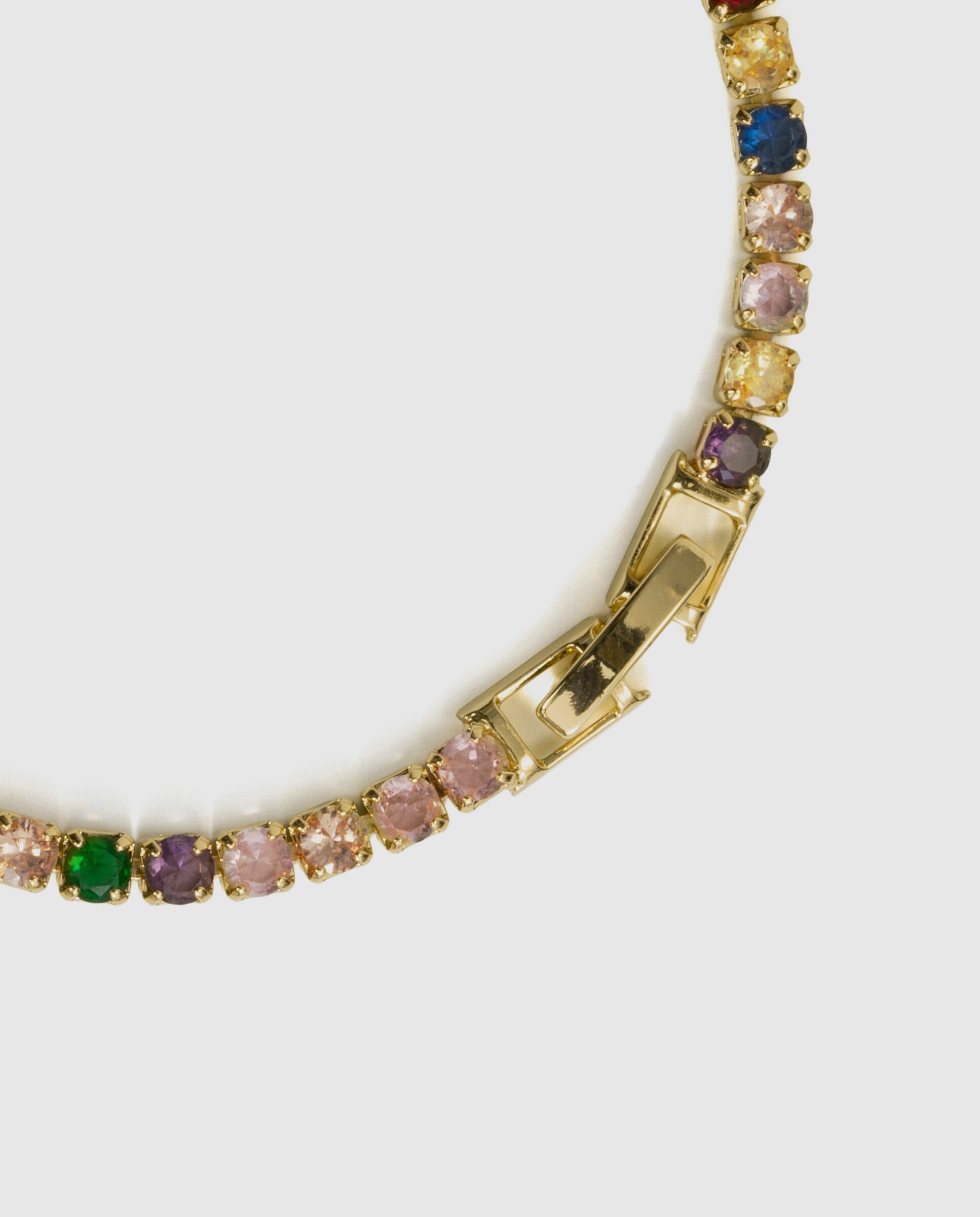 Pulseira Tennis Africa Acabada em Ouro Amarelo de 18k com Zirconita Multicolor-7