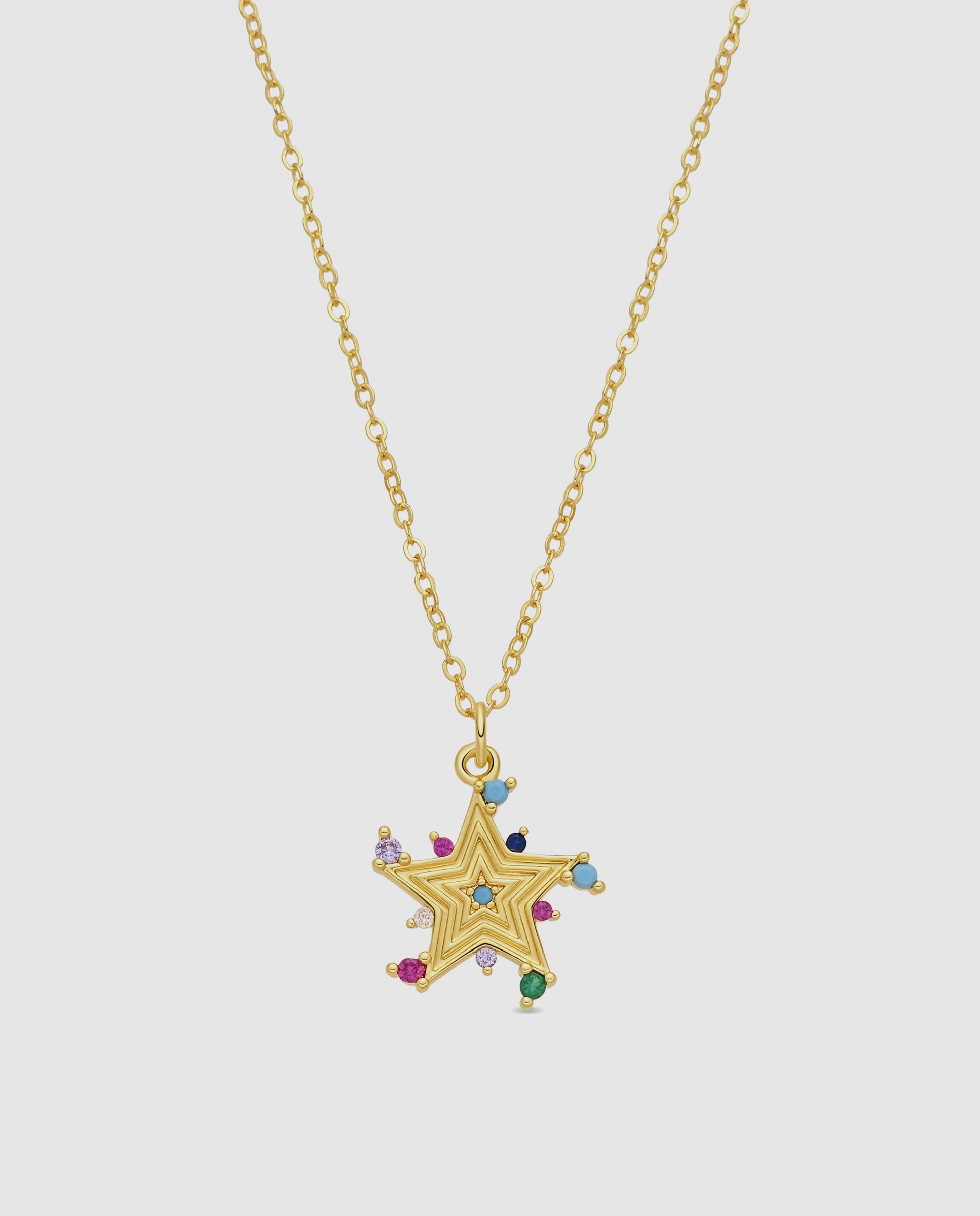 Colar Africa Acabado em Ouro Amarelo de 18k com Zirconita Multicolor-1