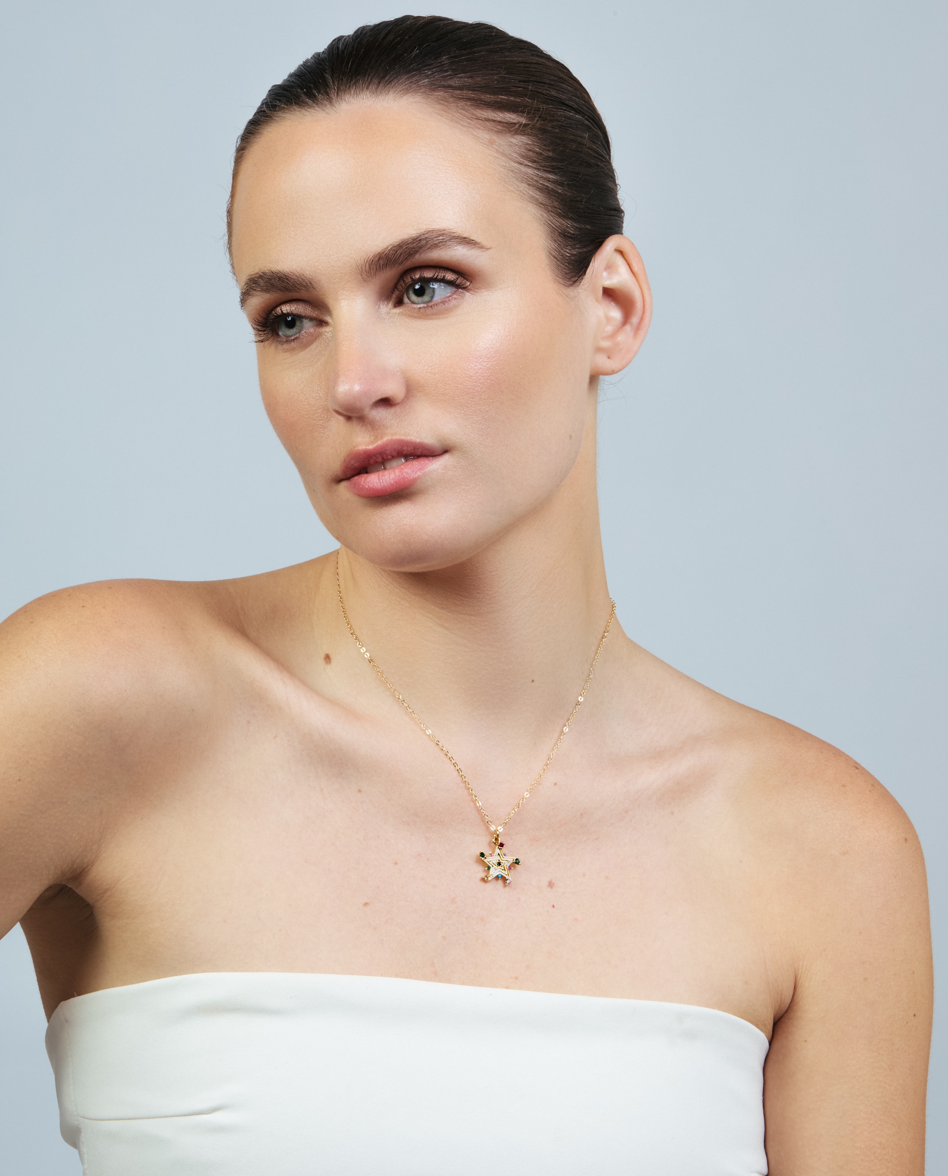 Colar Africa Acabado em Ouro Amarelo de 18k com Zirconita Multicolor-2