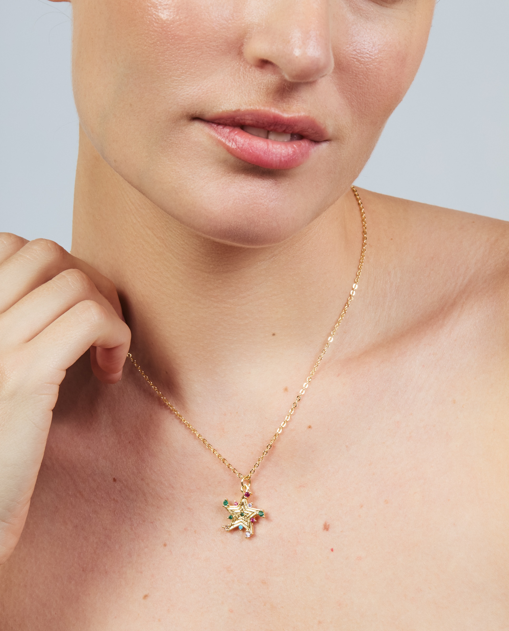 Colar Africa Acabado em Ouro Amarelo de 18k com Zirconita Multicolor-4