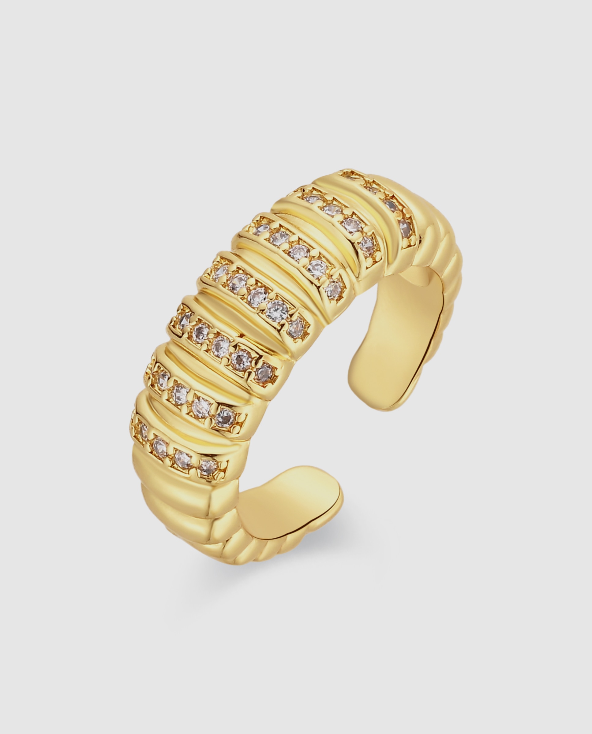 Anel Africa Acabado em Ouro Amarelo de 18k com Zirconita Brilhante Dourado-1