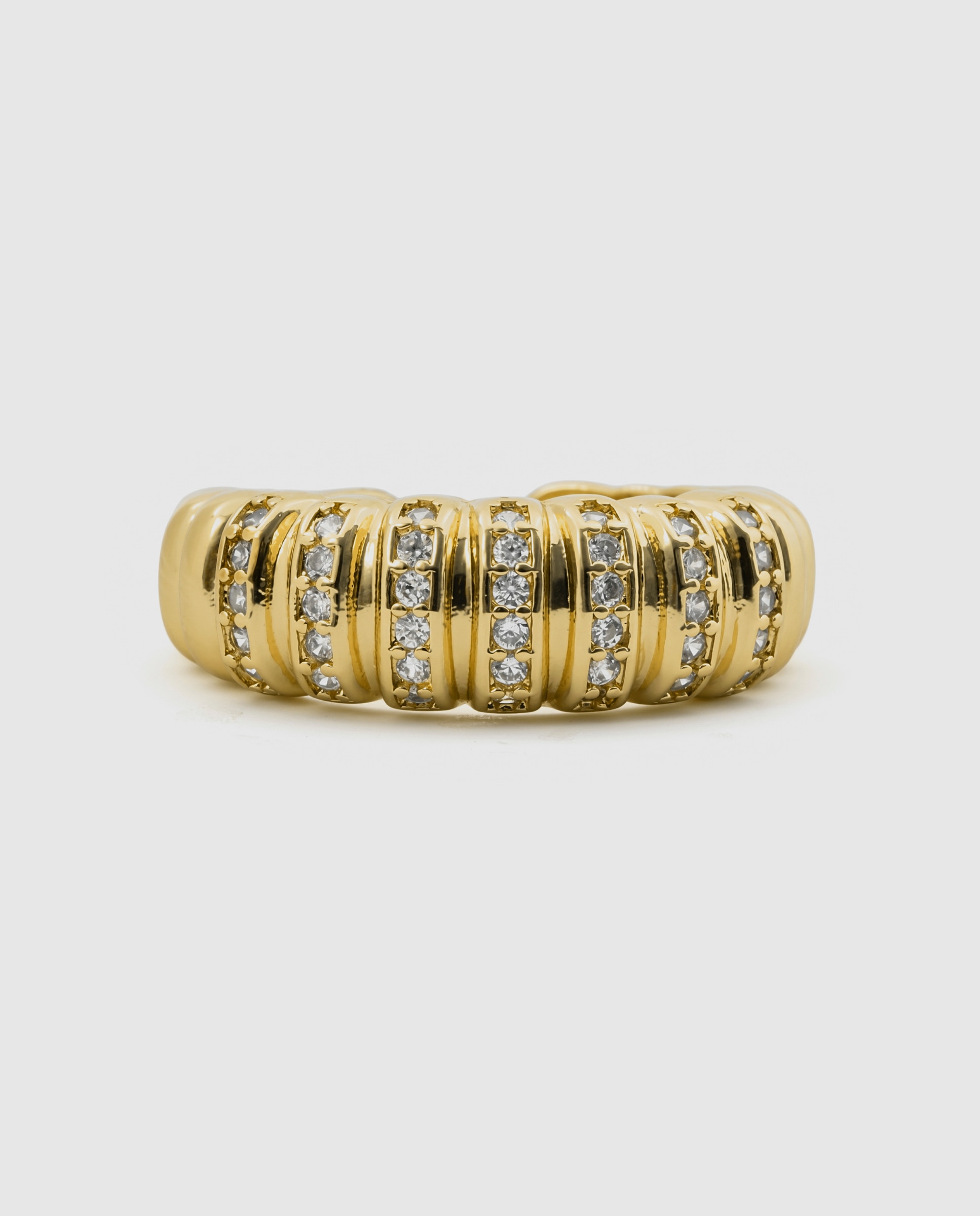 Anel Africa Acabado em Ouro Amarelo de 18k com Zirconita Brilhante Dourado-6