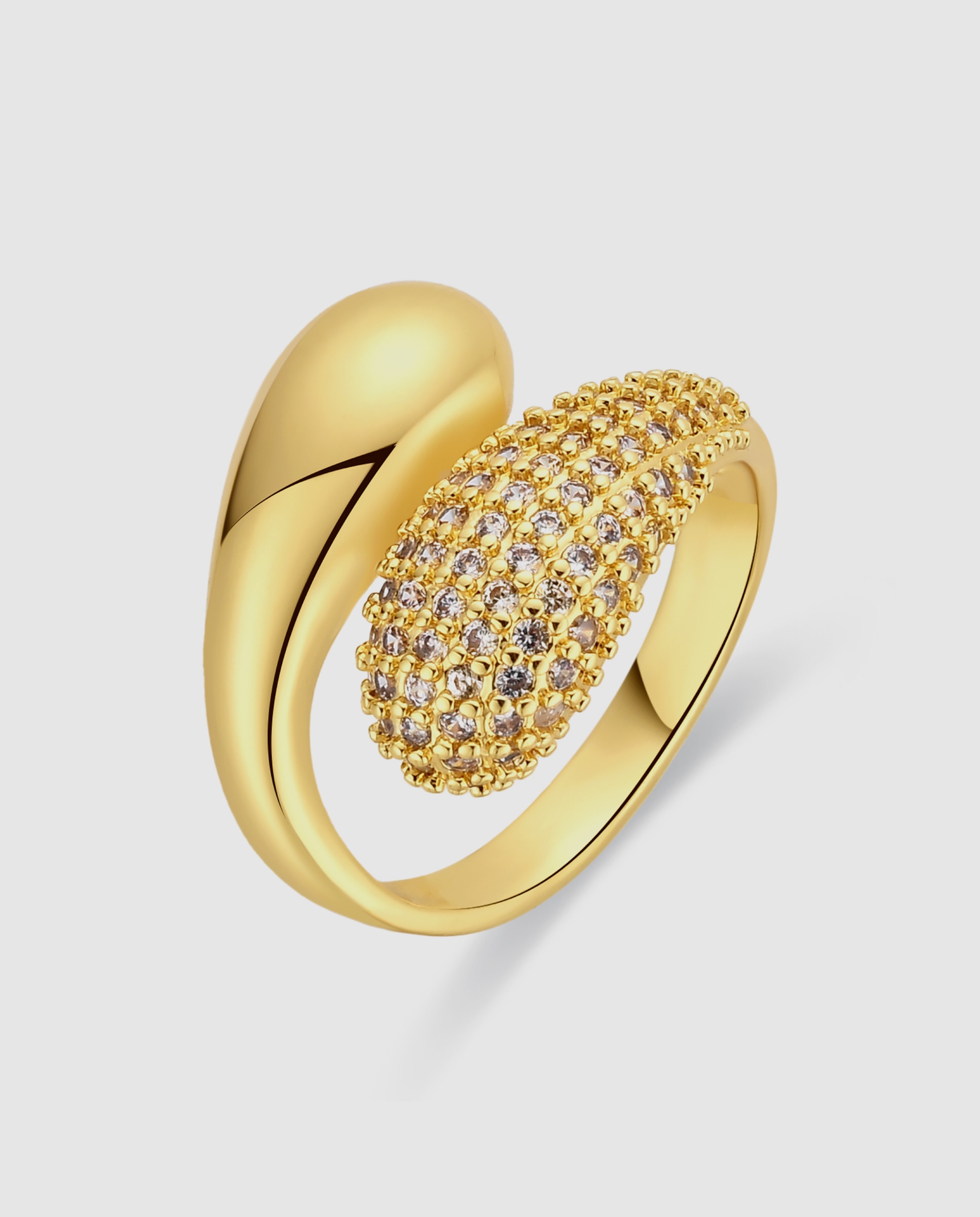 Anel Africa Acabado em Ouro Amarelo de 18k com Zirconita Brilhante Dourado-1