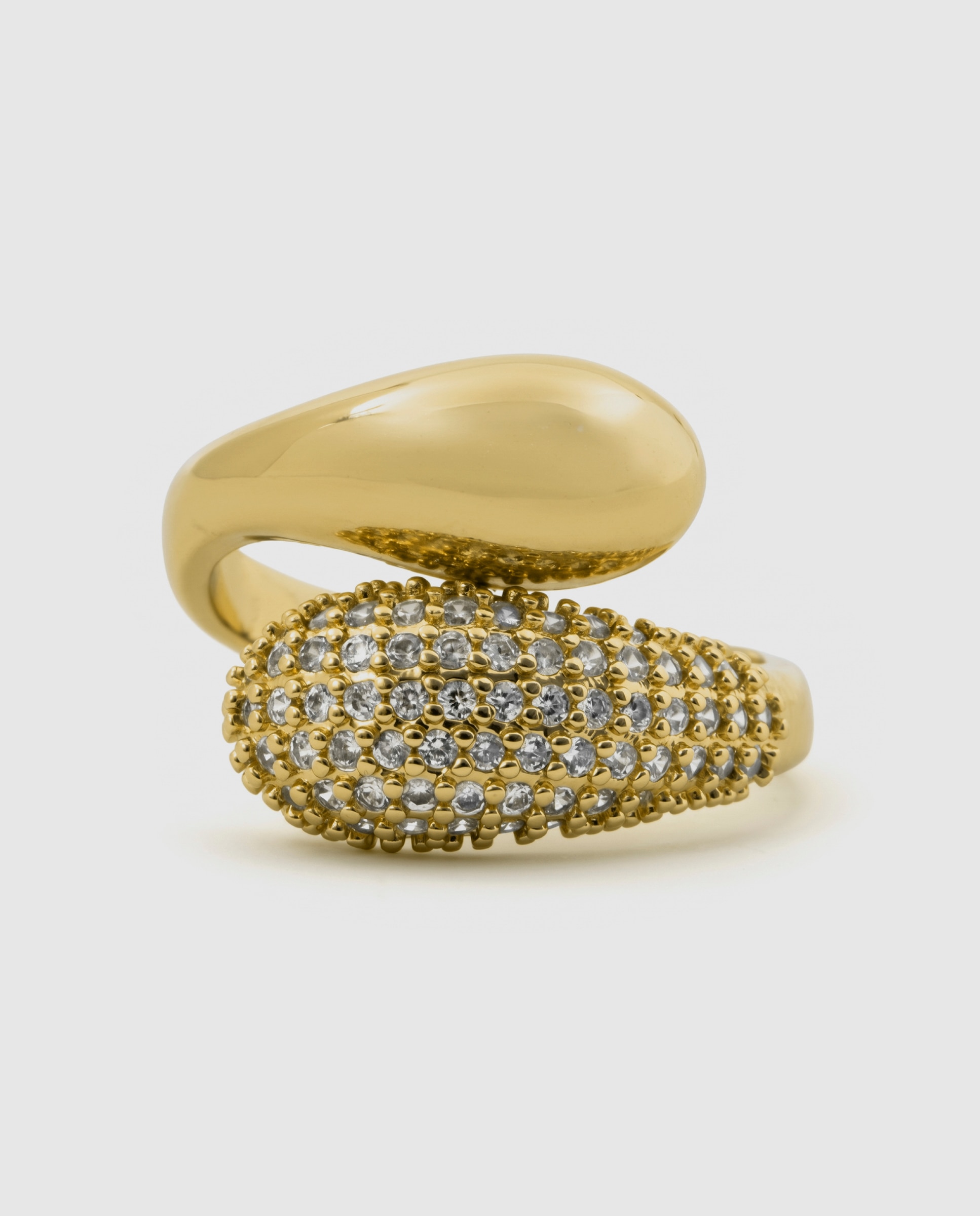 Anel Africa Acabado em Ouro Amarelo de 18k com Zirconita Brilhante Dourado-6