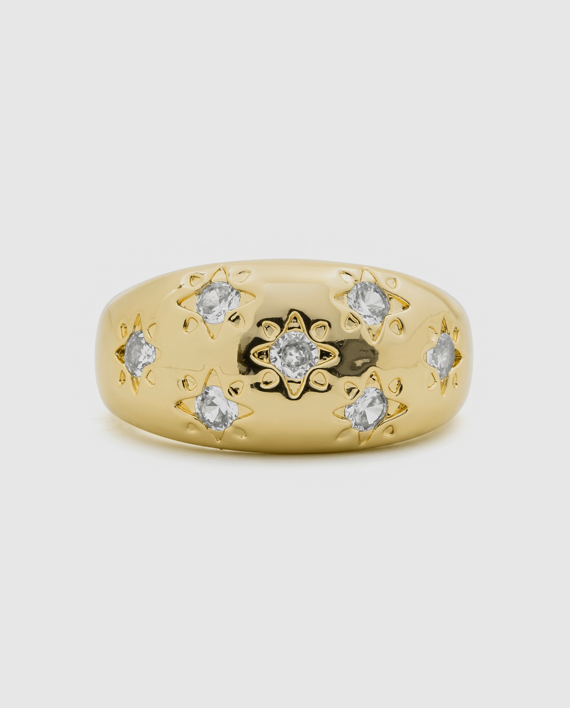 Anel Africa Acabado em Ouro Amarelo de 18k com Zirconita Brilhante Dourado-6