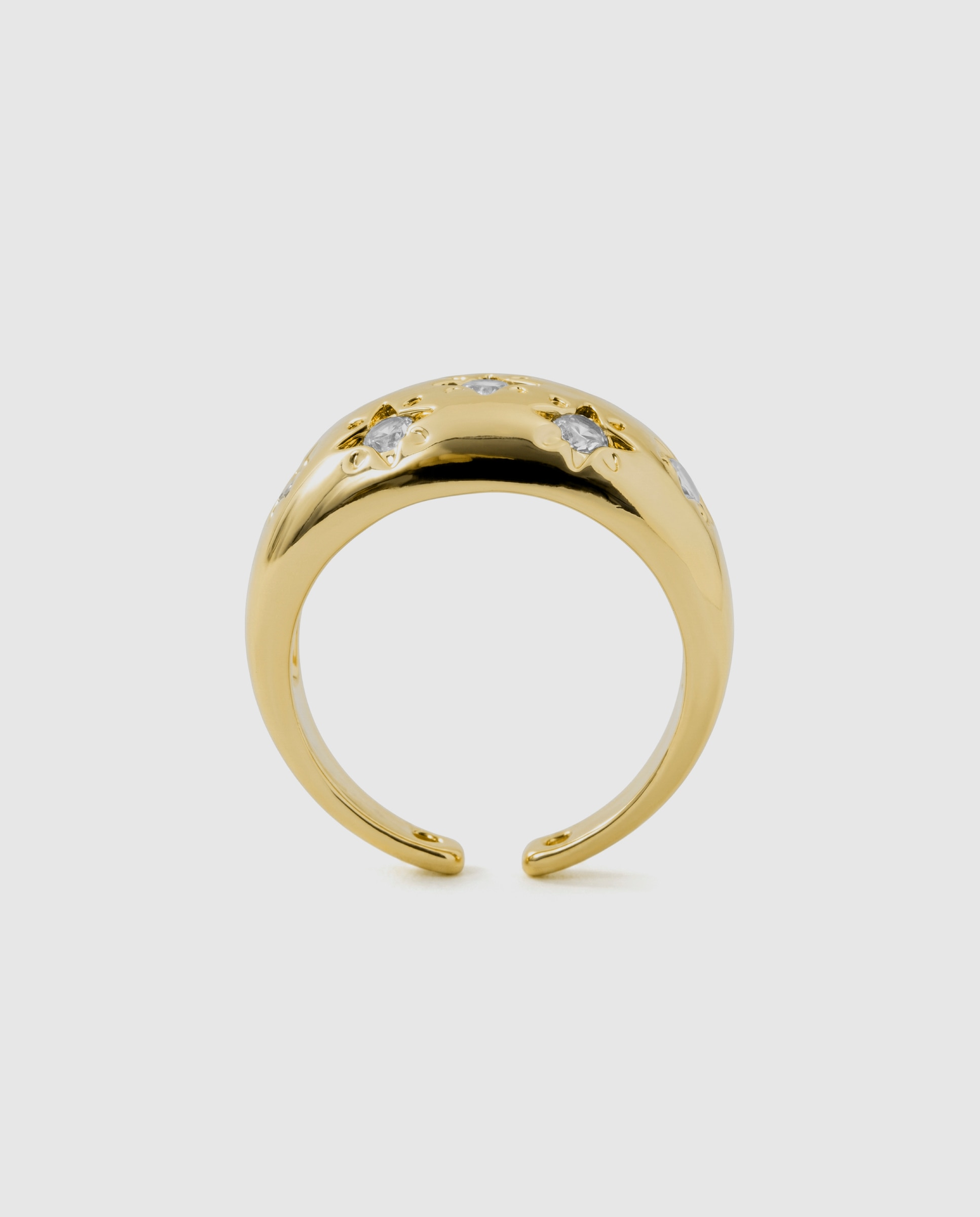 Anel Africa Acabado em Ouro Amarelo de 18k com Zirconita Brilhante Dourado-7