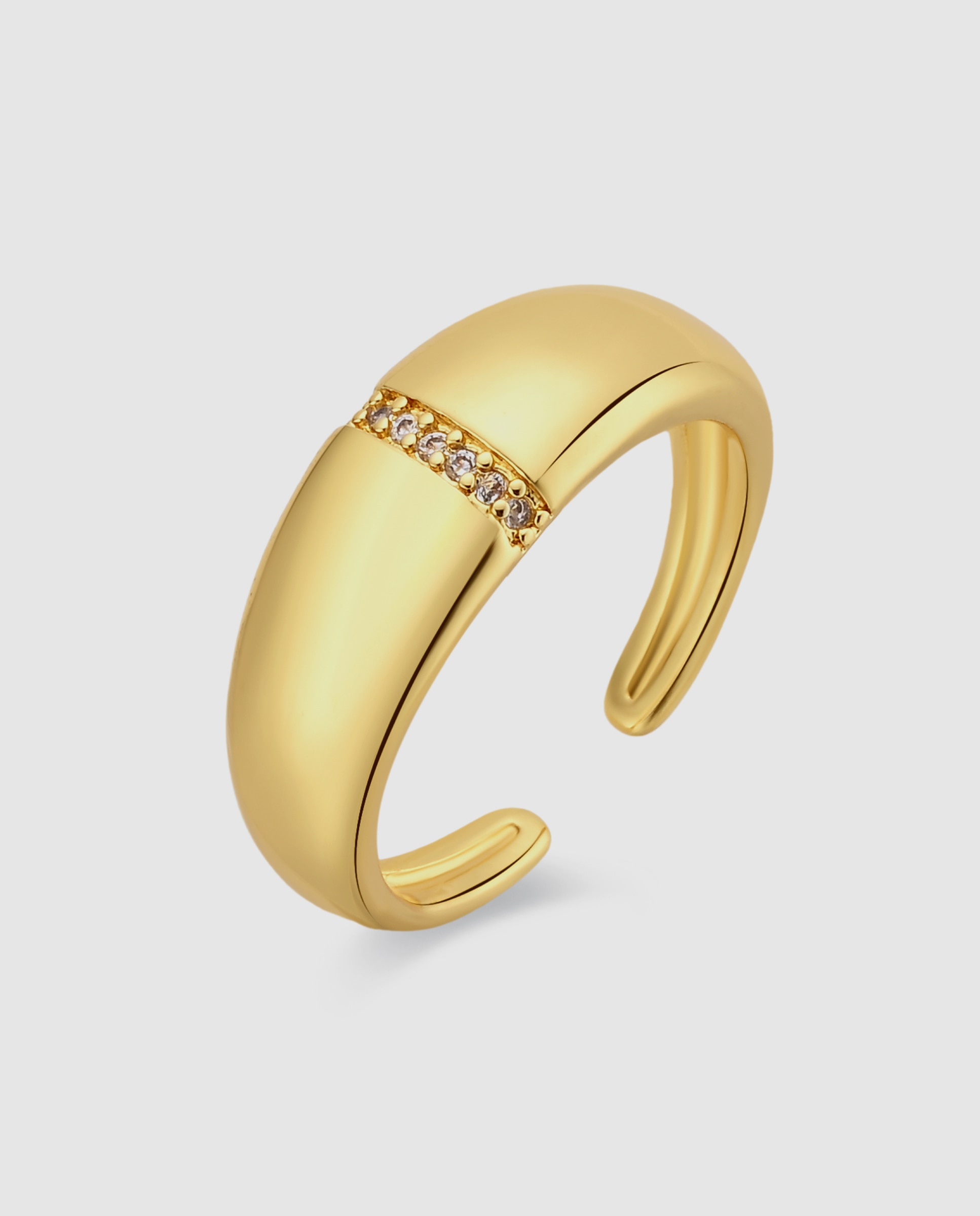 Anel Africa Acabado em Ouro Amarelo de 18k com Zirconita Brilhante Dourado-1