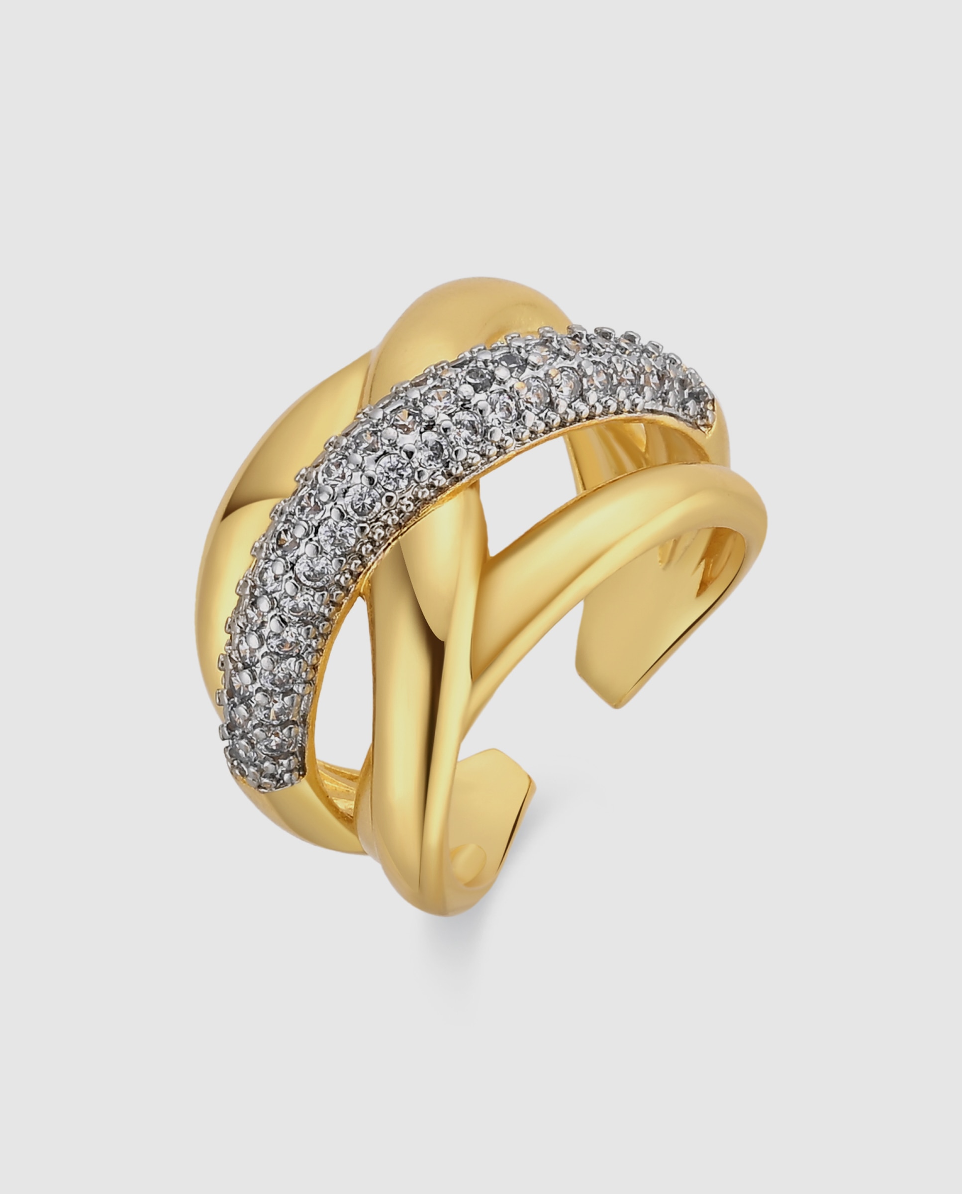 Anel Africa Acabado em Ouro Amarelo de 18k com Zirconita Brilhante Dourado-1