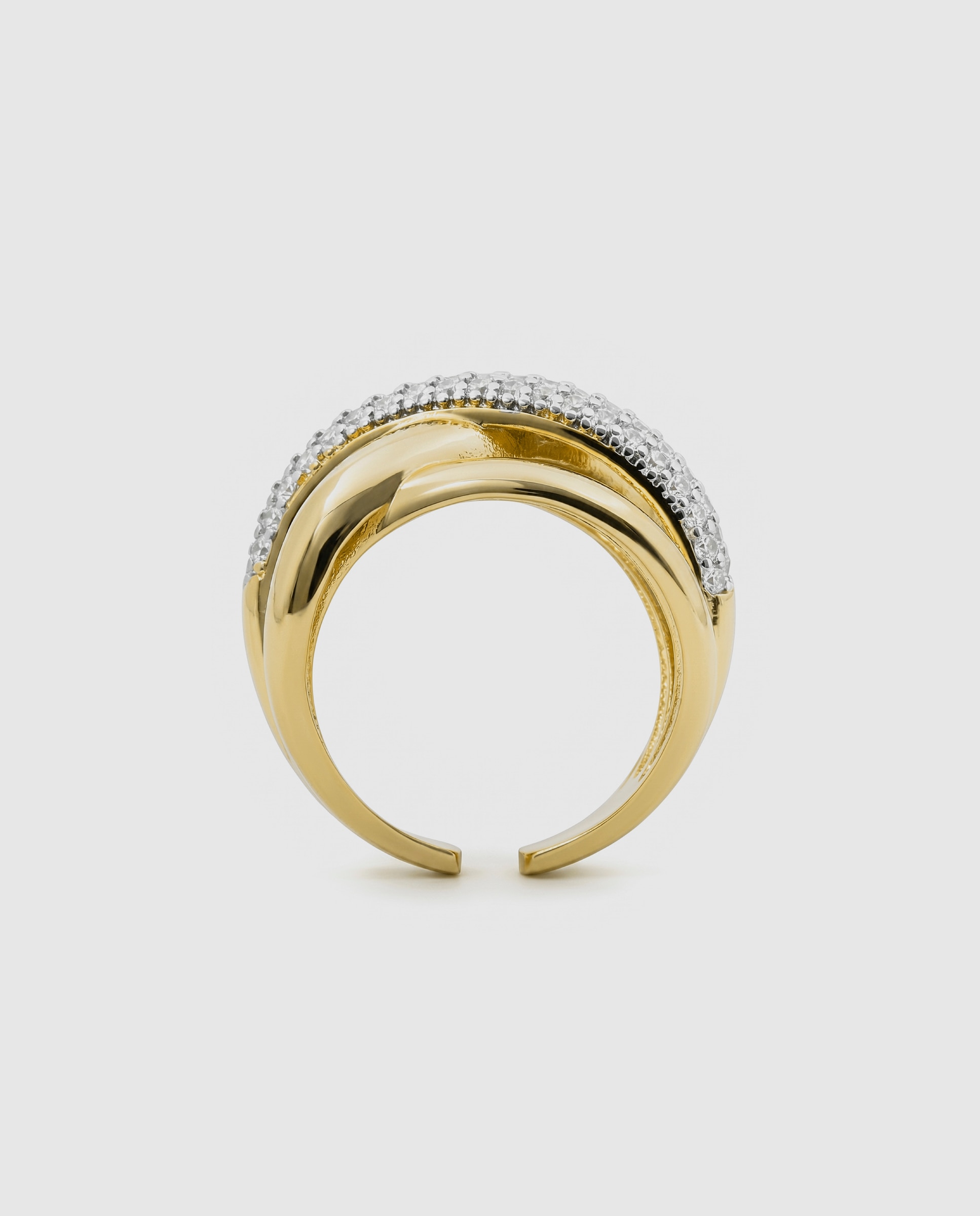 Anel Africa Acabado em Ouro Amarelo de 18k com Zirconita Brilhante Dourado-7