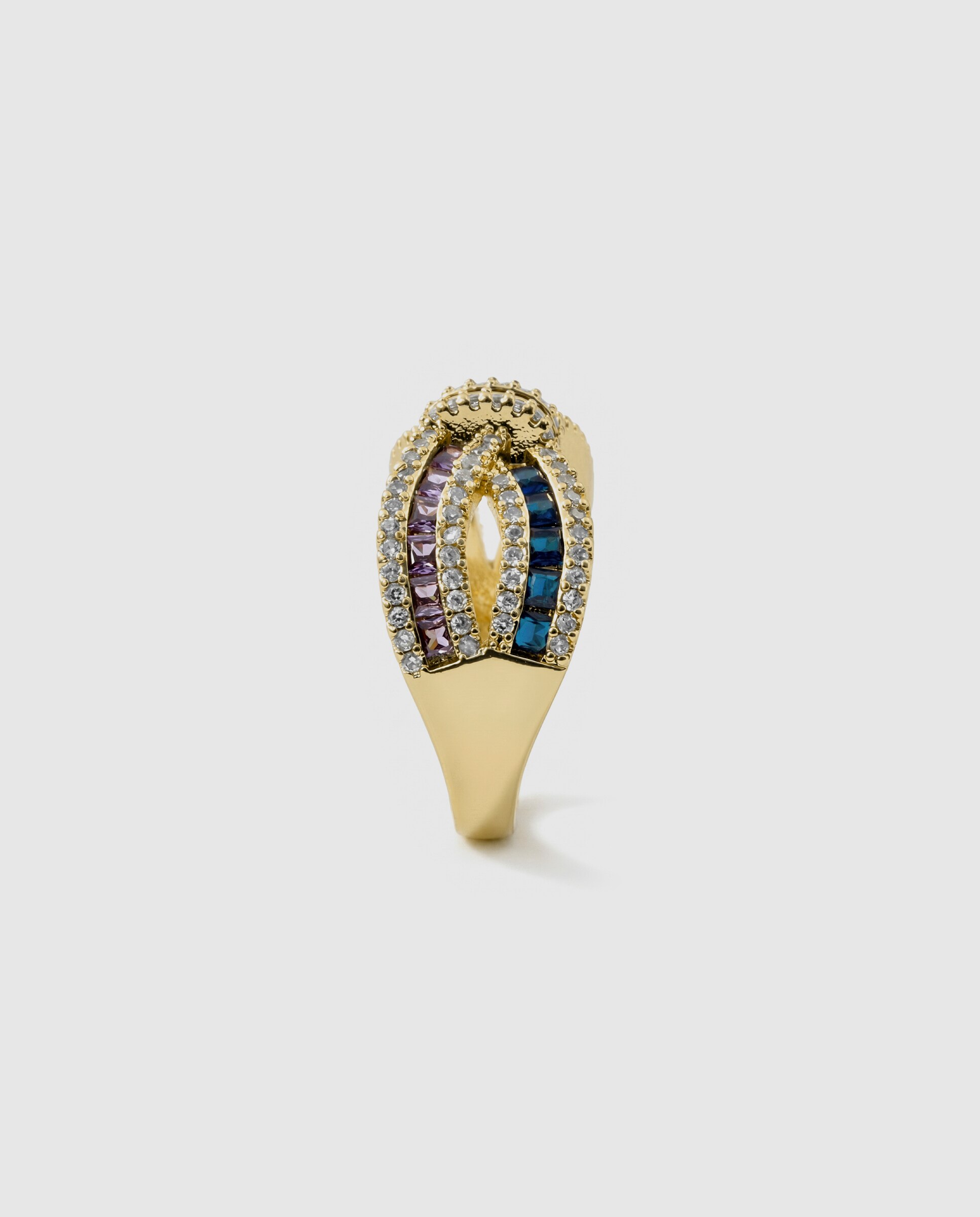 Anel Africa Acabado em Ouro Amarelo de 18k com Zirconita Multicolor-3