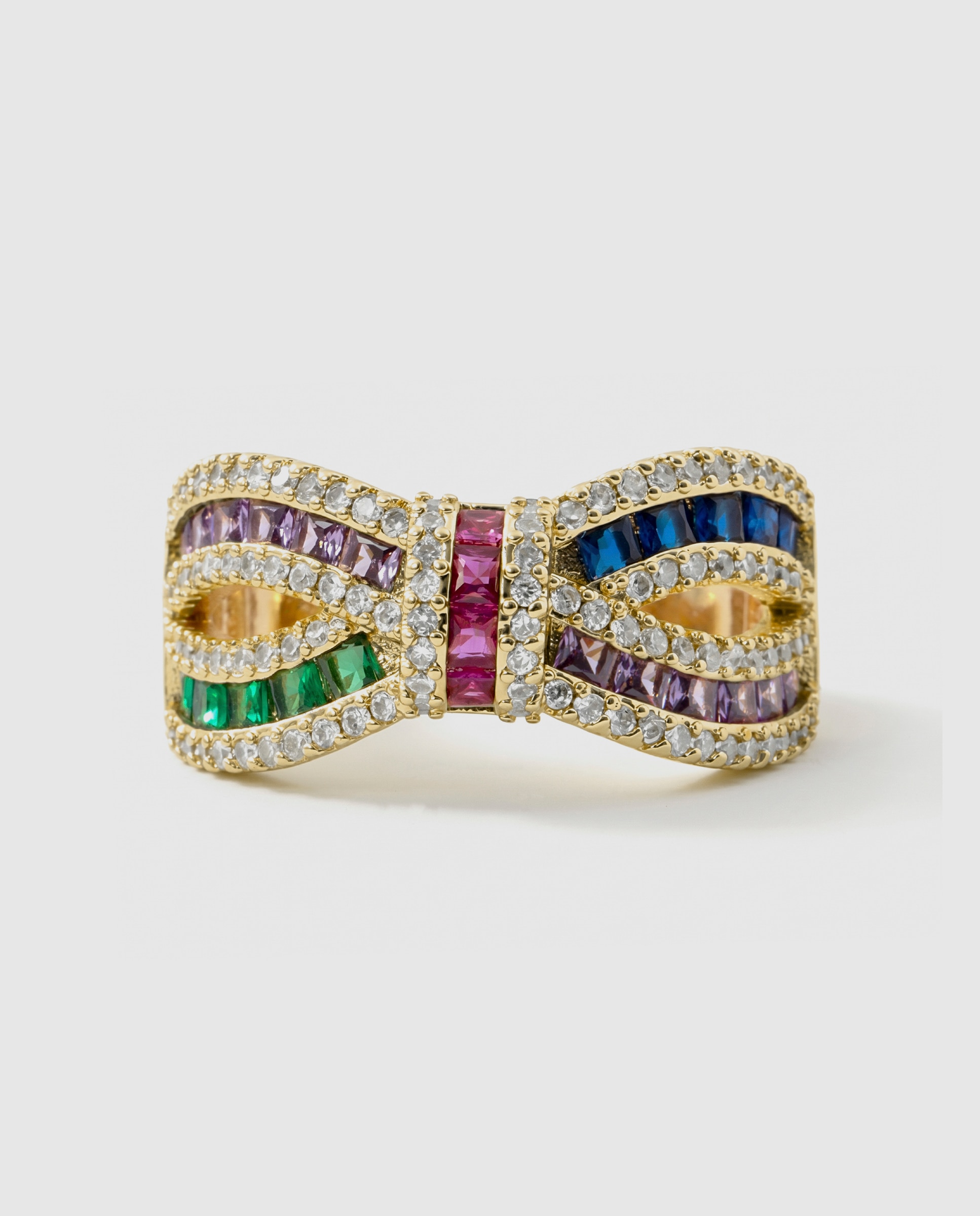 Anel Africa Acabado em Ouro Amarelo de 18k com Zirconita Multicolor-6