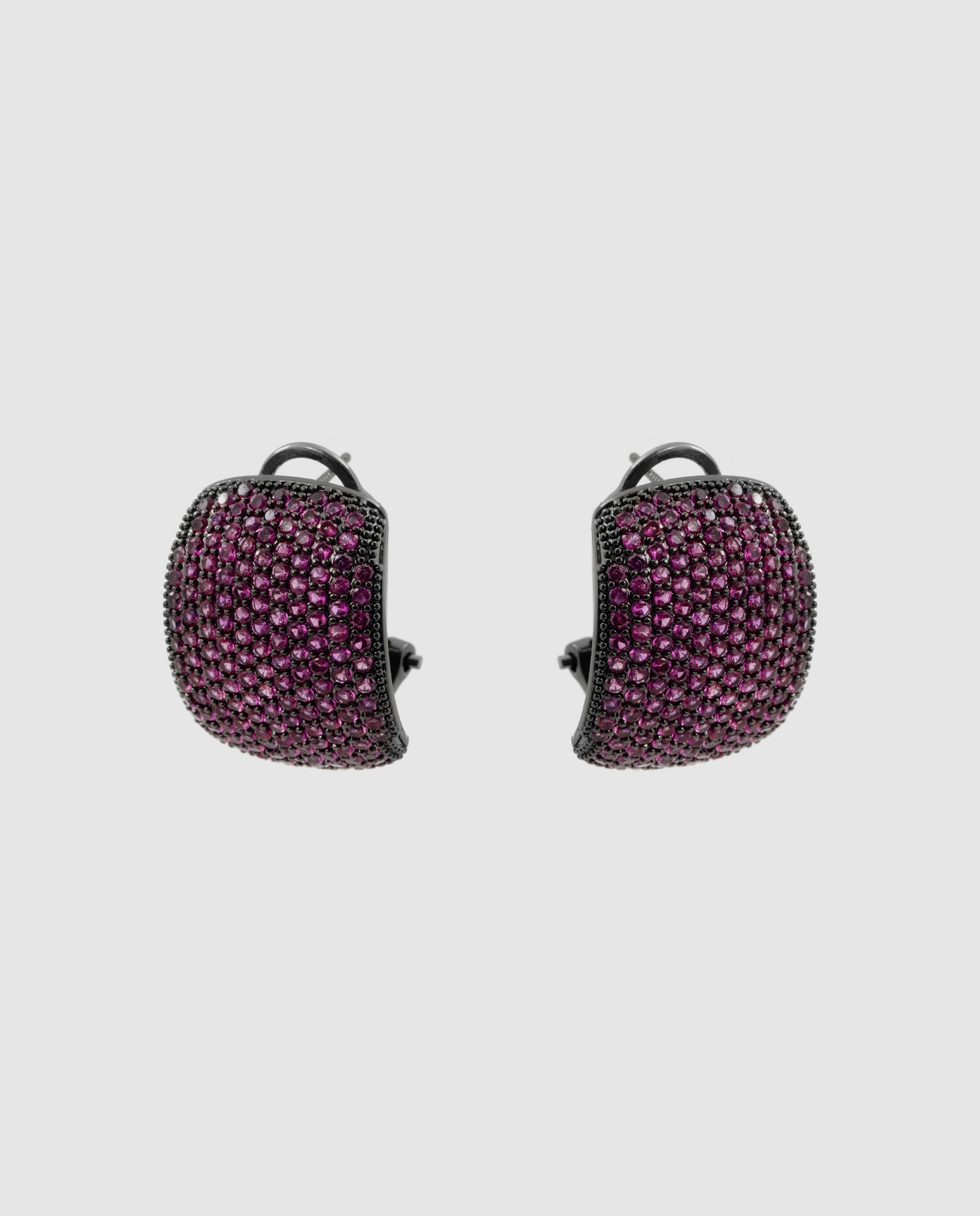 Brincos Deluxe Acabados em Prata com Zirconita Rubi Roxo-3