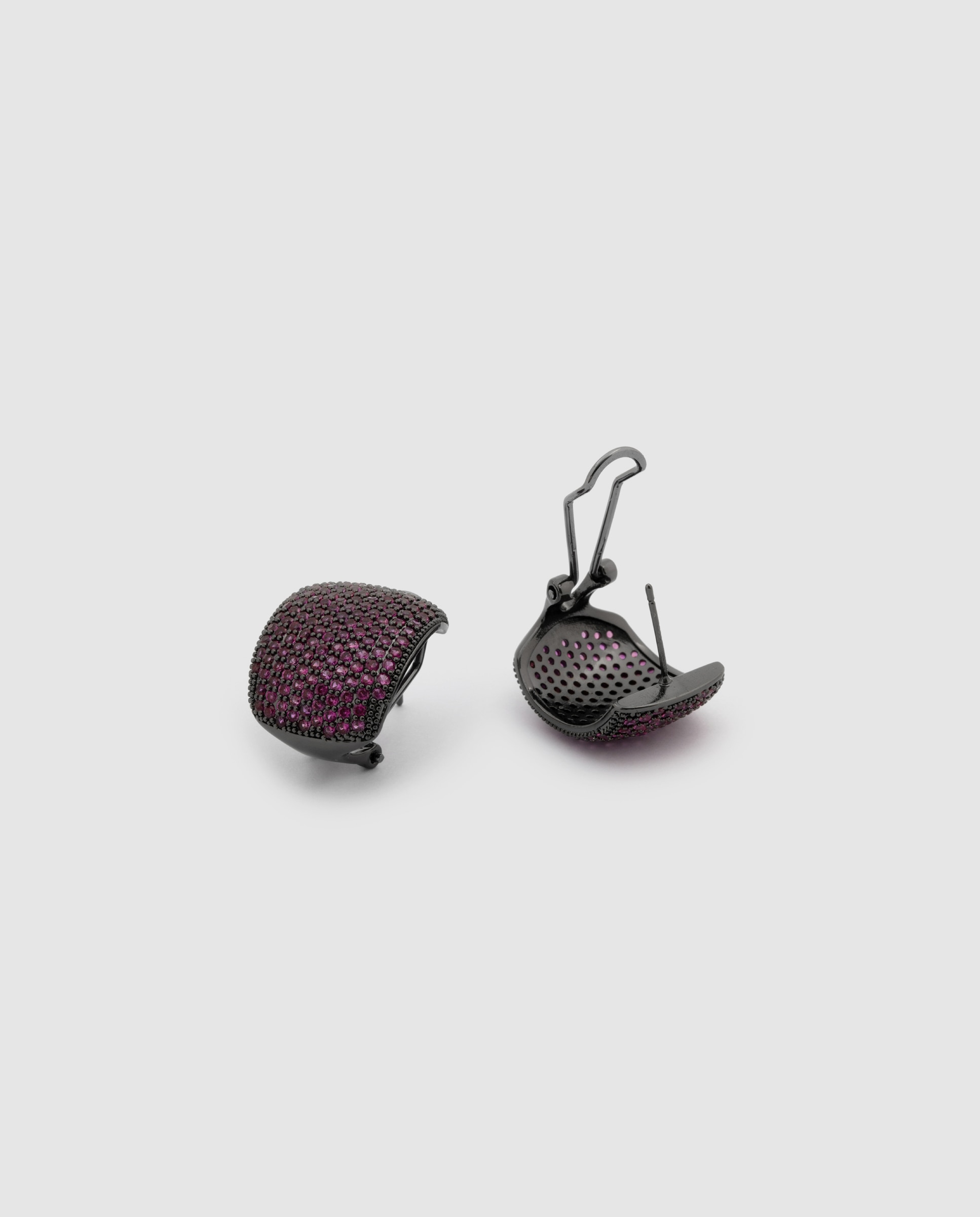 Brincos Deluxe Acabados em Prata com Zirconita Rubi Roxo-6