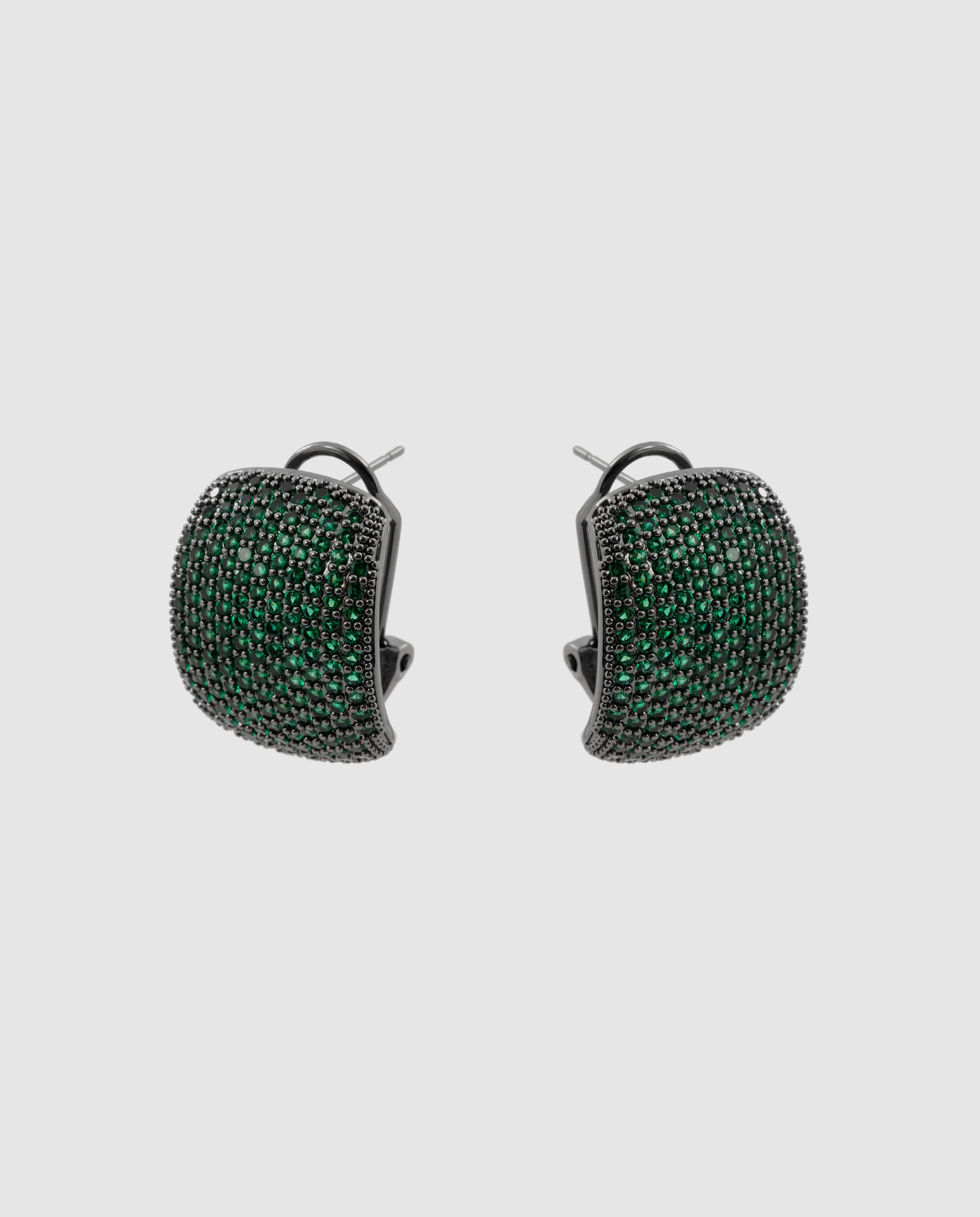 Brincos Deluxe com Acabamentos em Prata e Zircônias Verde-3