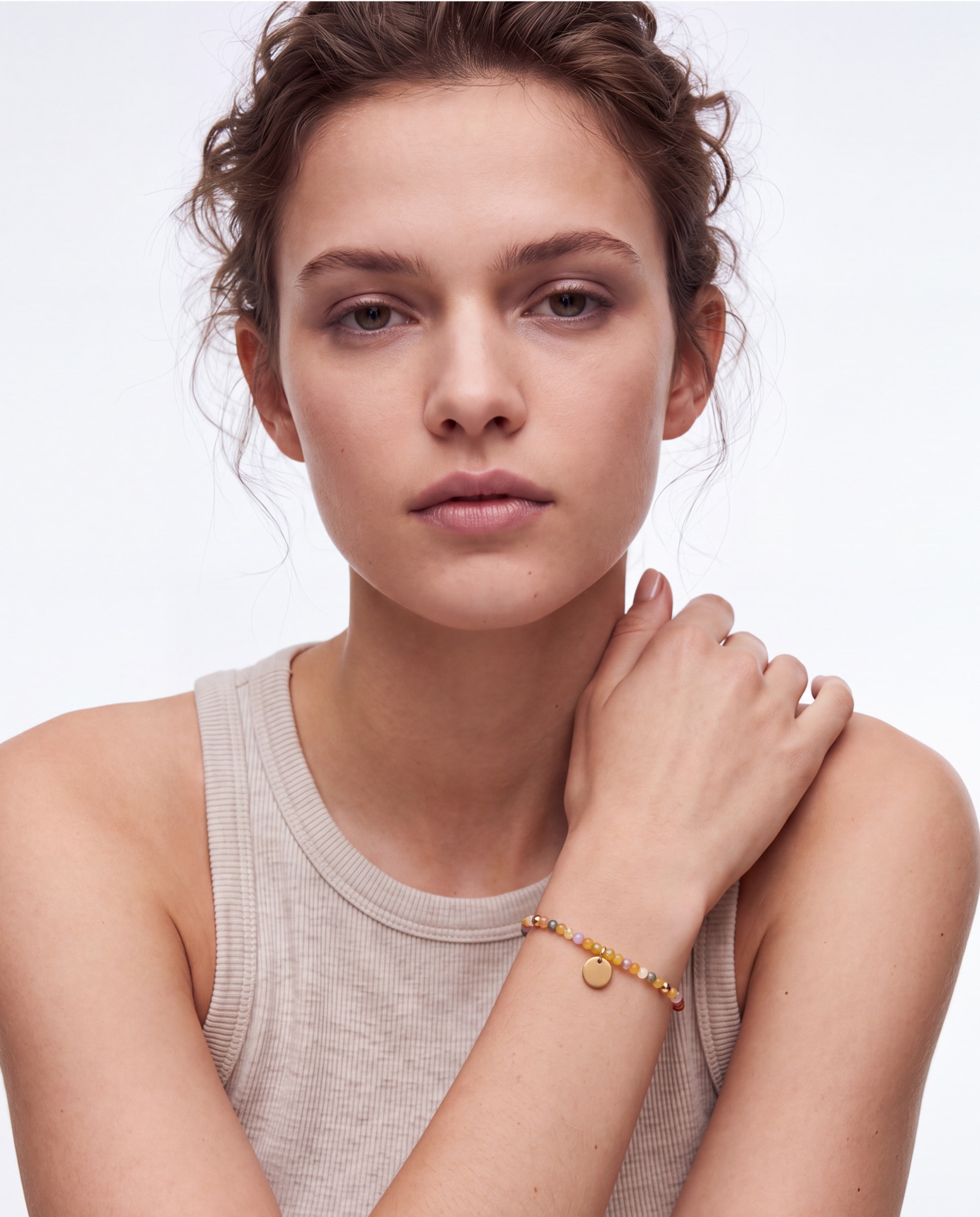 Pulseira de Corrente Pide Un Deseo com Cristal Acabada em Ouro Amarelo 18k Multicolor-2
