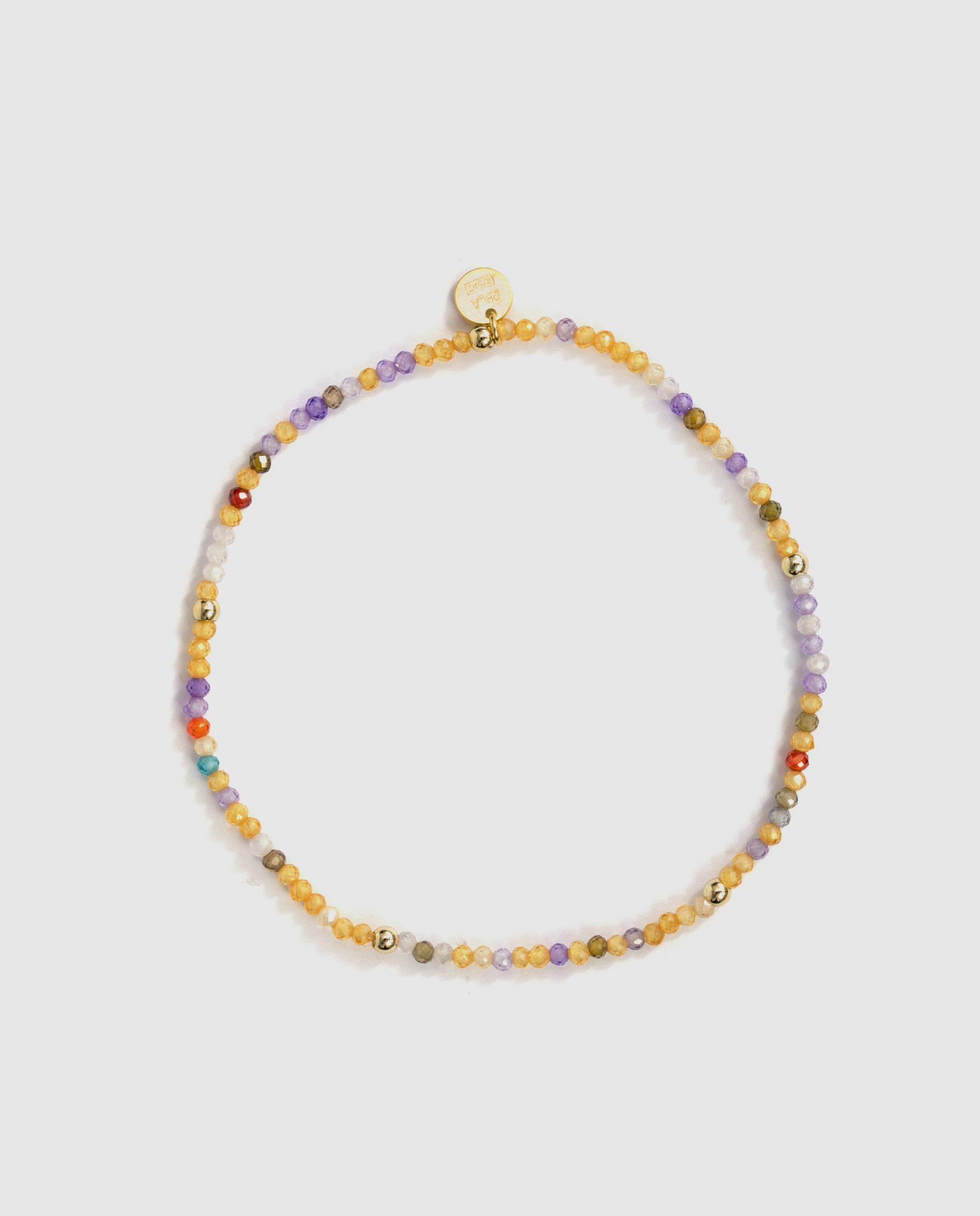 Pulseira de Corrente Pide Un Deseo com Cristal Acabada em Ouro Amarelo 18k Multicolor-3