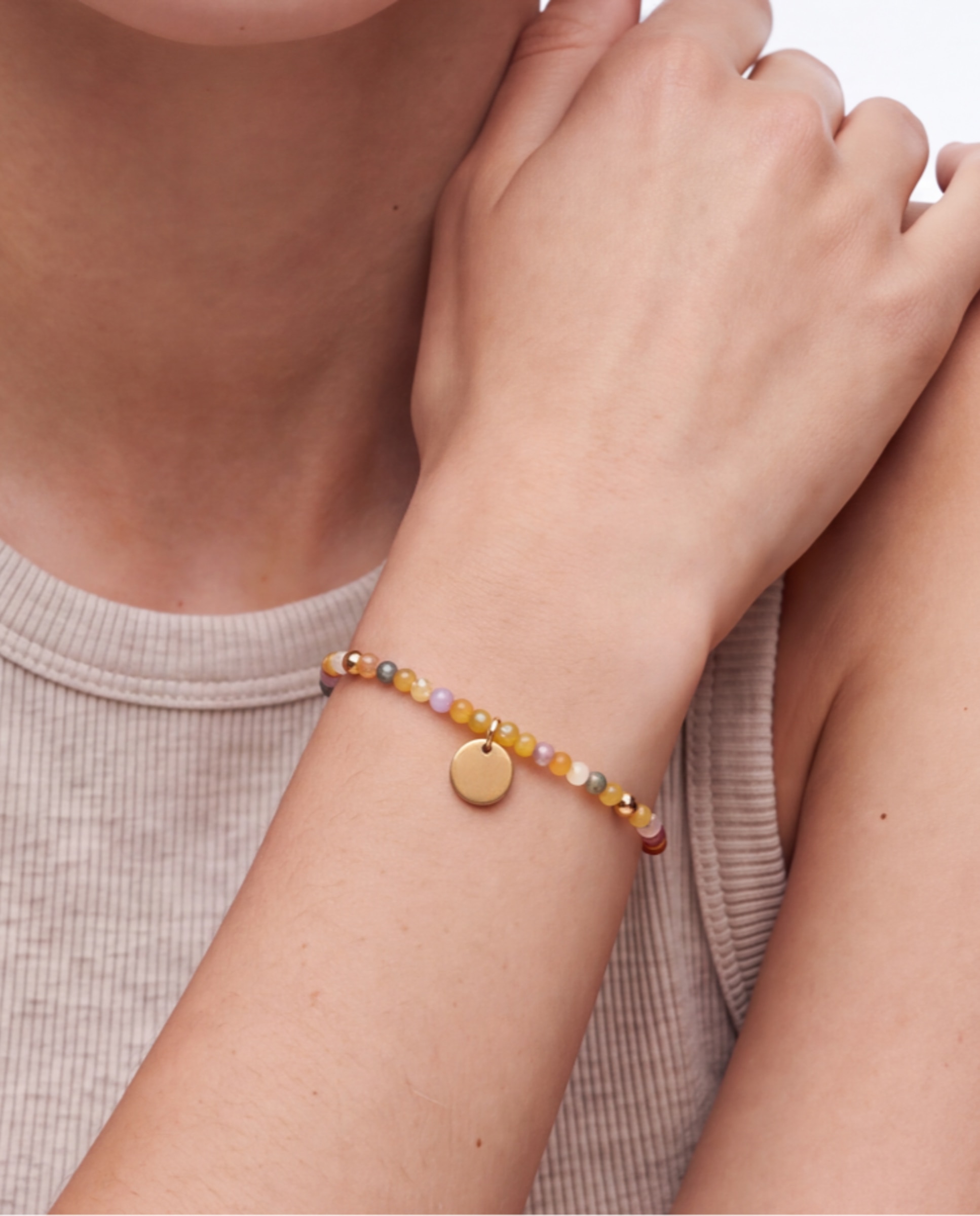 Pulseira de Corrente Pide Un Deseo com Cristal Acabada em Ouro Amarelo 18k Multicolor-4