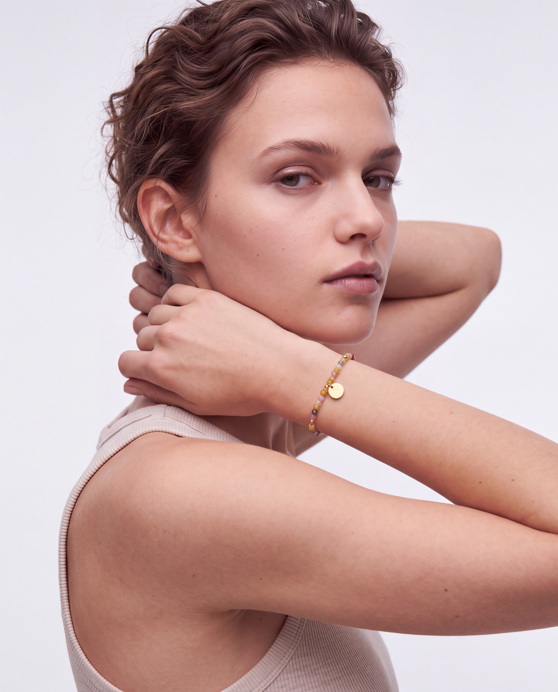 Pulseira de Corrente Pide Un Deseo com Cristal Acabada em Ouro Amarelo 18k Multicolor-5